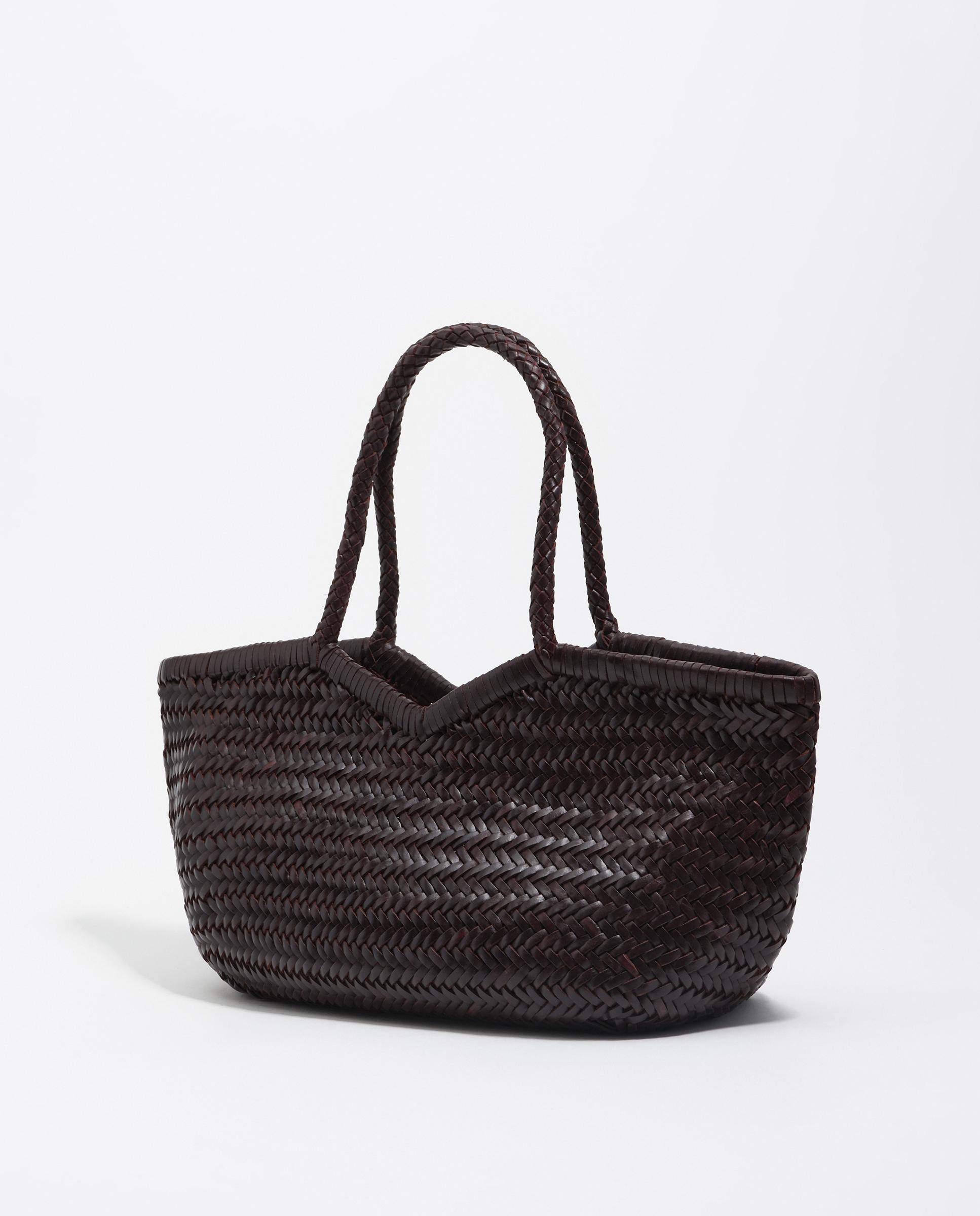 Mala de Ombro Shopper Grande Entrançada Pele Bordeaux-5