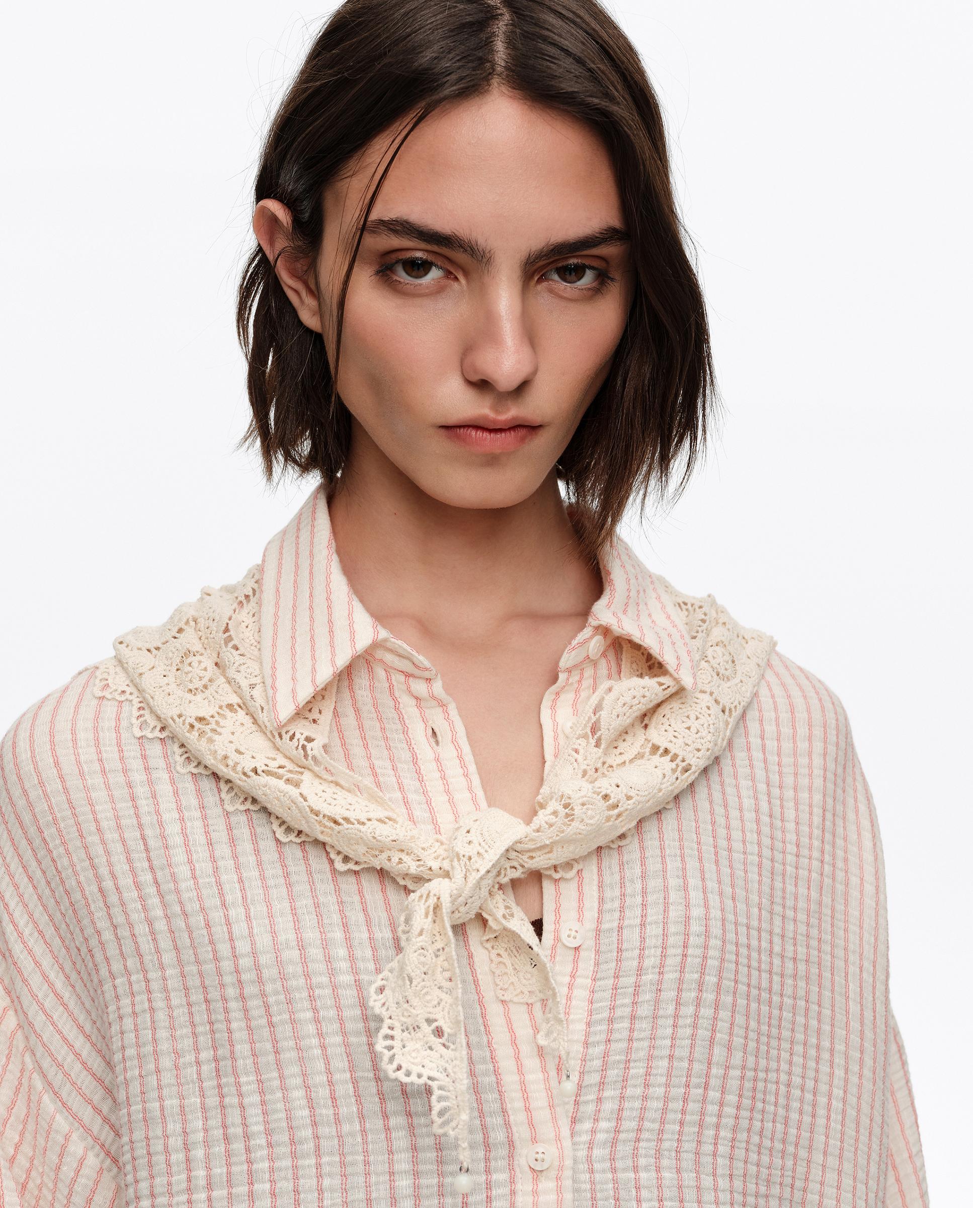 Camisa em Algodão 100% Às Riscas Cru-2