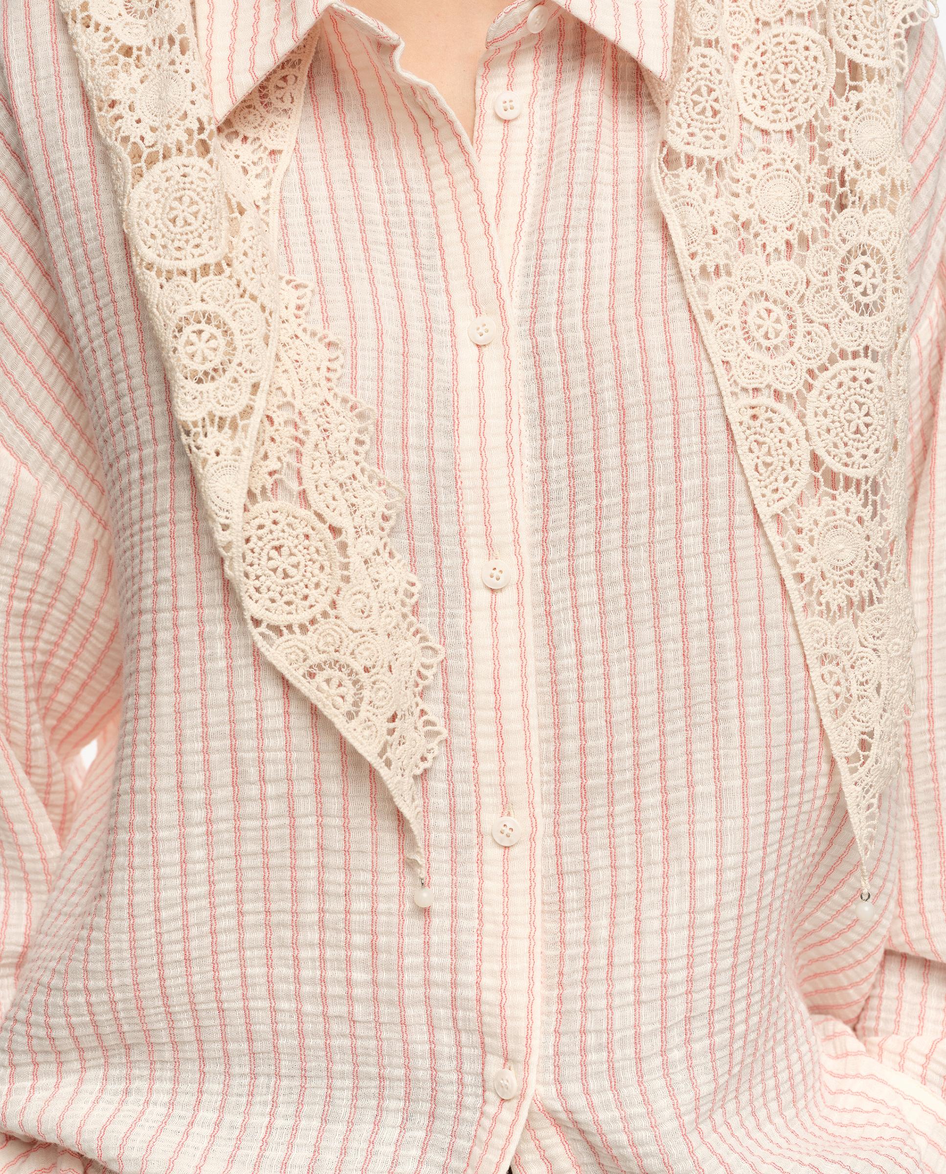 Camisa em Algodão 100% Às Riscas Cru-3