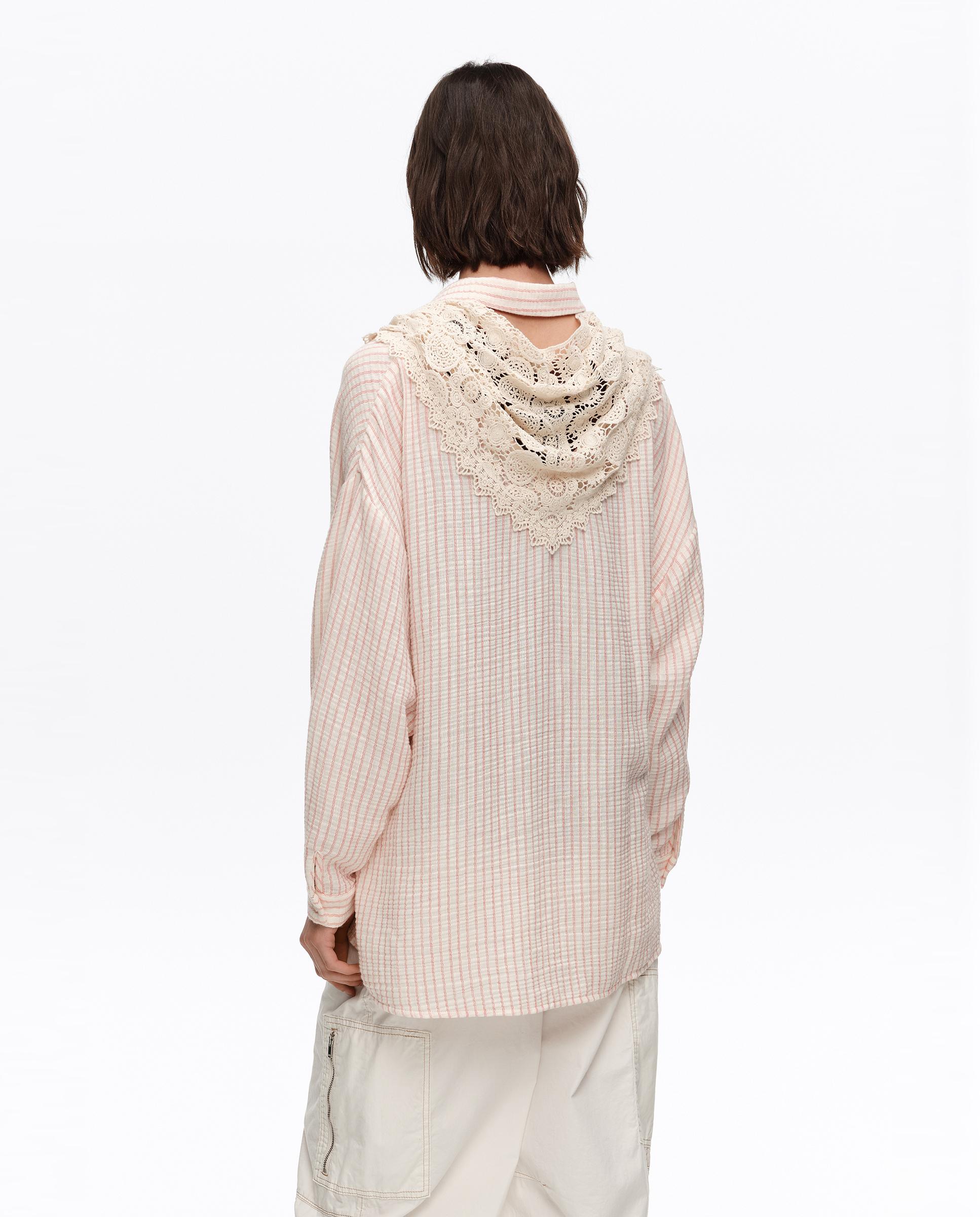 Camisa em Algodão 100% Às Riscas Cru-6