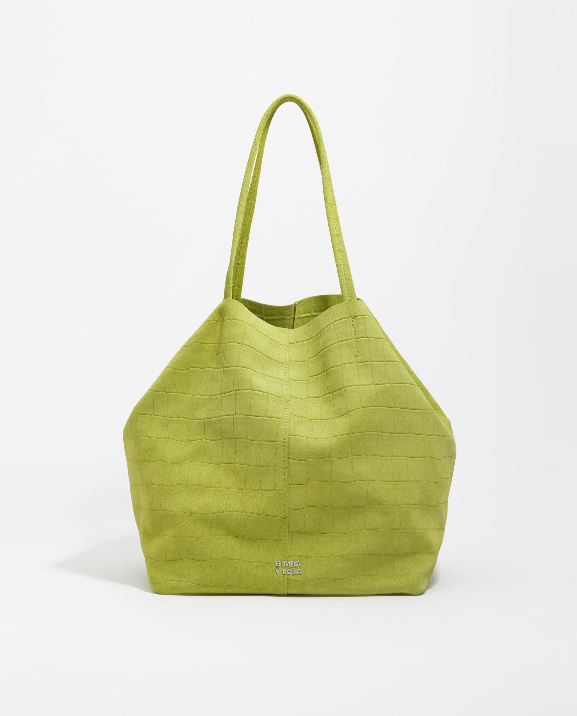 Mala de Ombro Shopper Grande em Camurça Verde-1