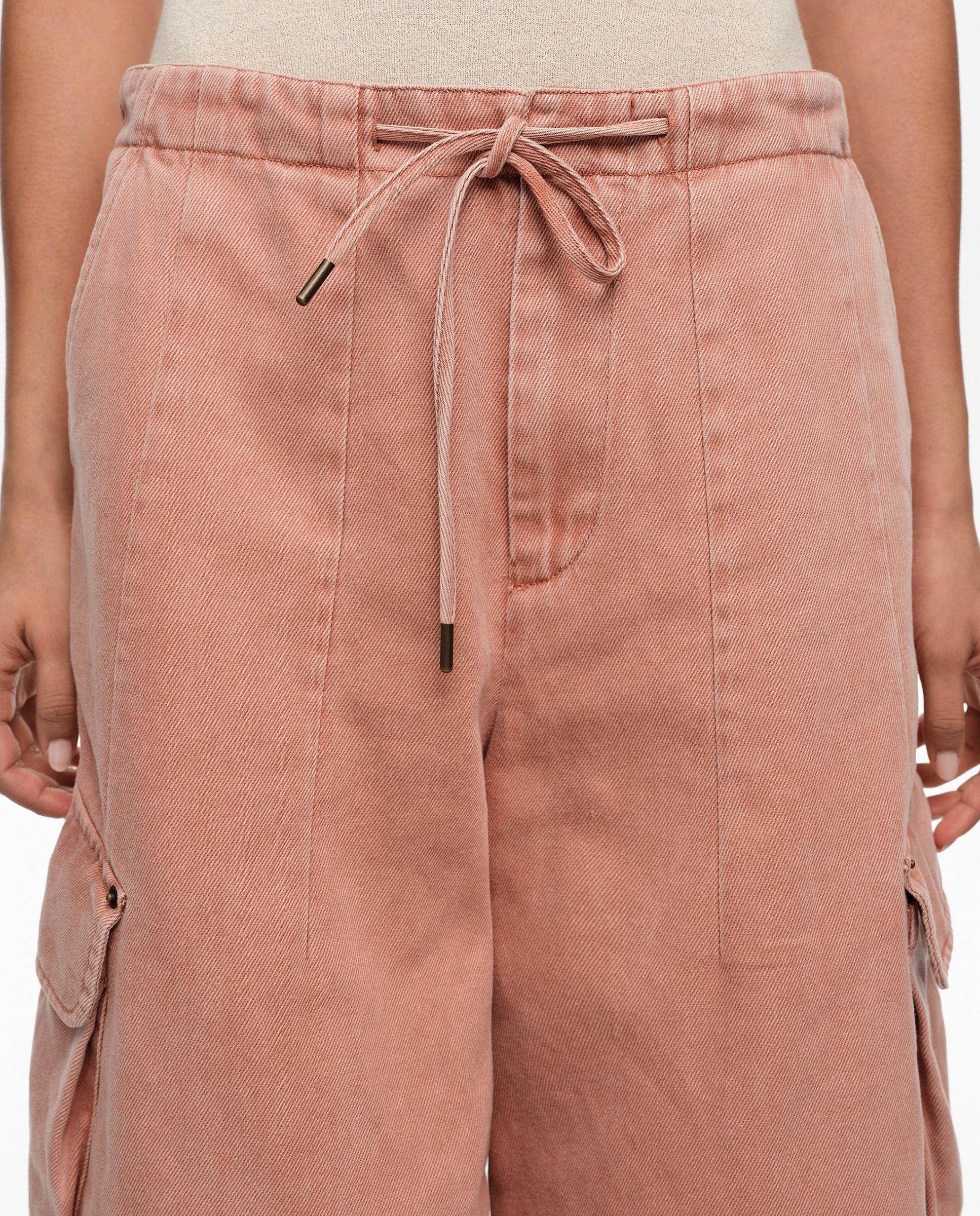 Calças Retas Denim Cargo Laranja-2