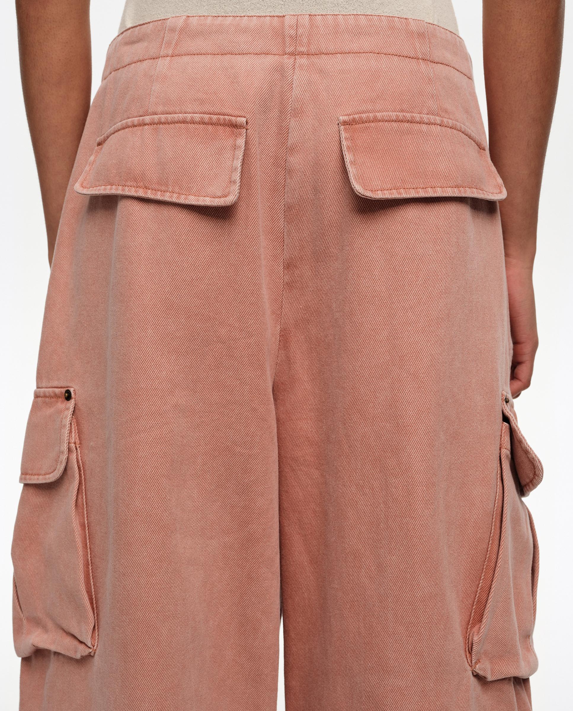 Calças Retas Denim Cargo Laranja-3