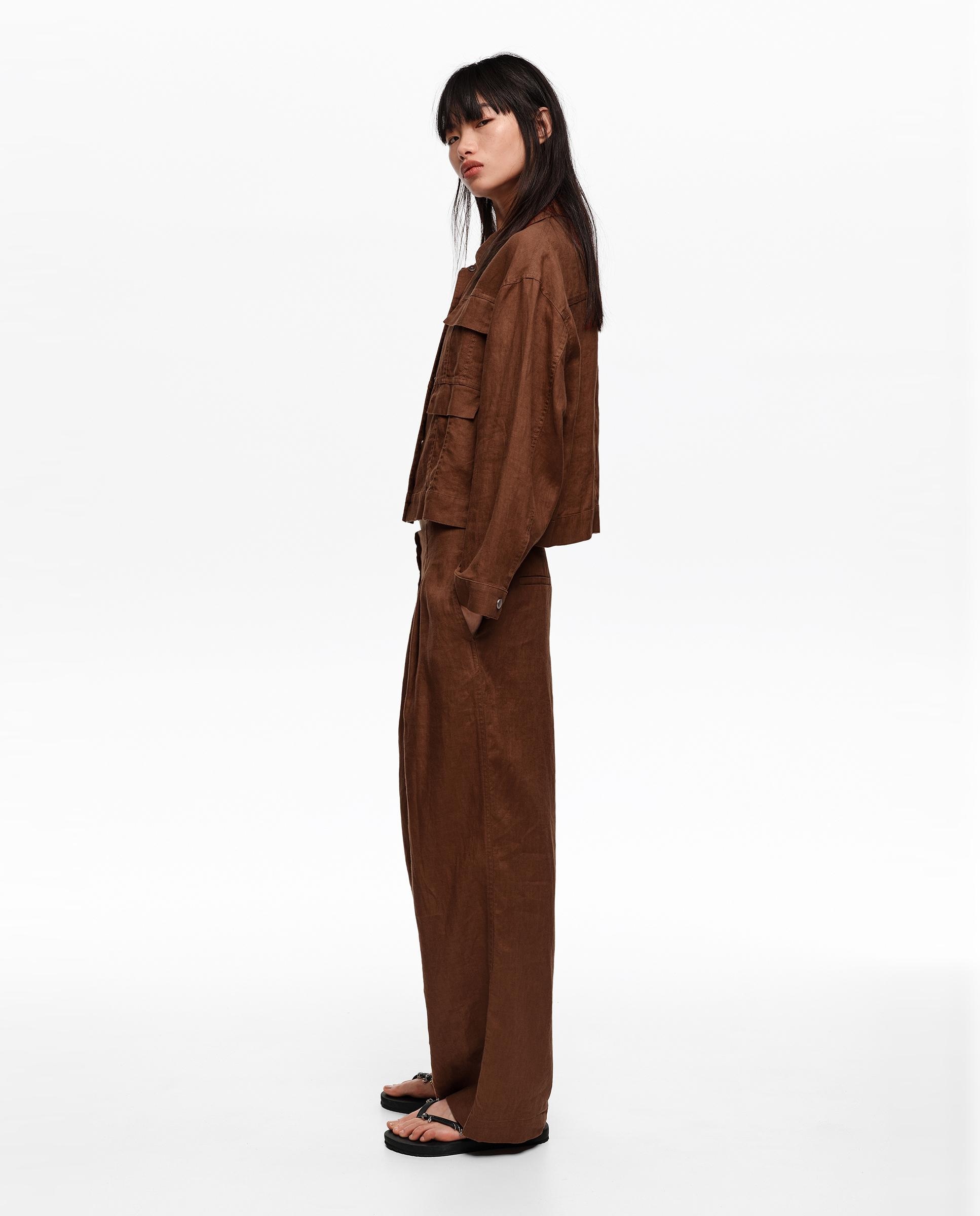 Blusão em Linho 100% Castanho-2