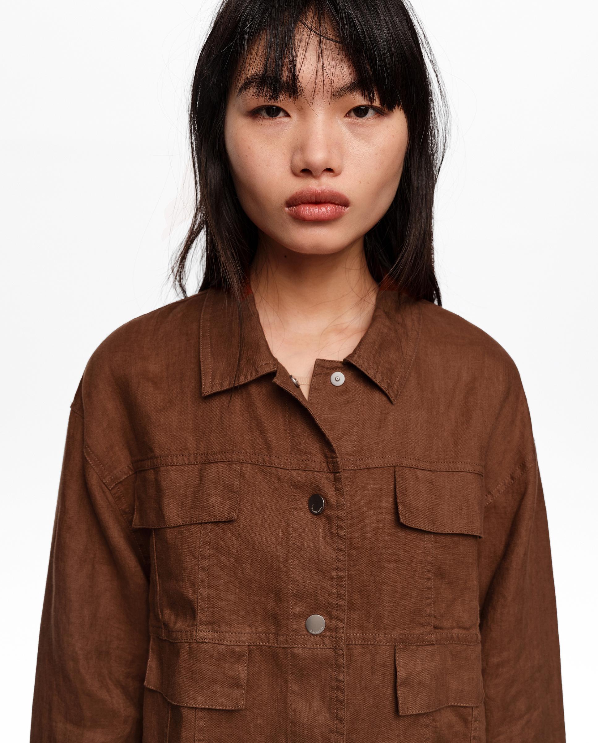 Blusão em Linho 100% Castanho-5