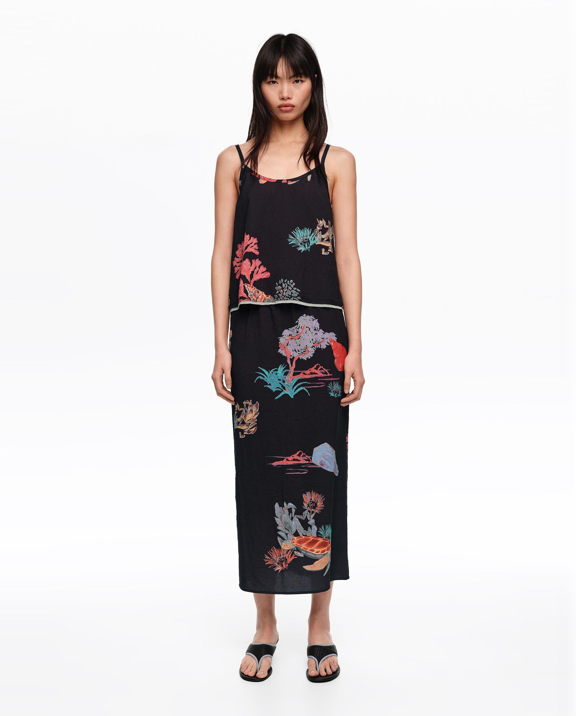 Imagem 0 de Saia Midi Efeito Enrugado com Estampados