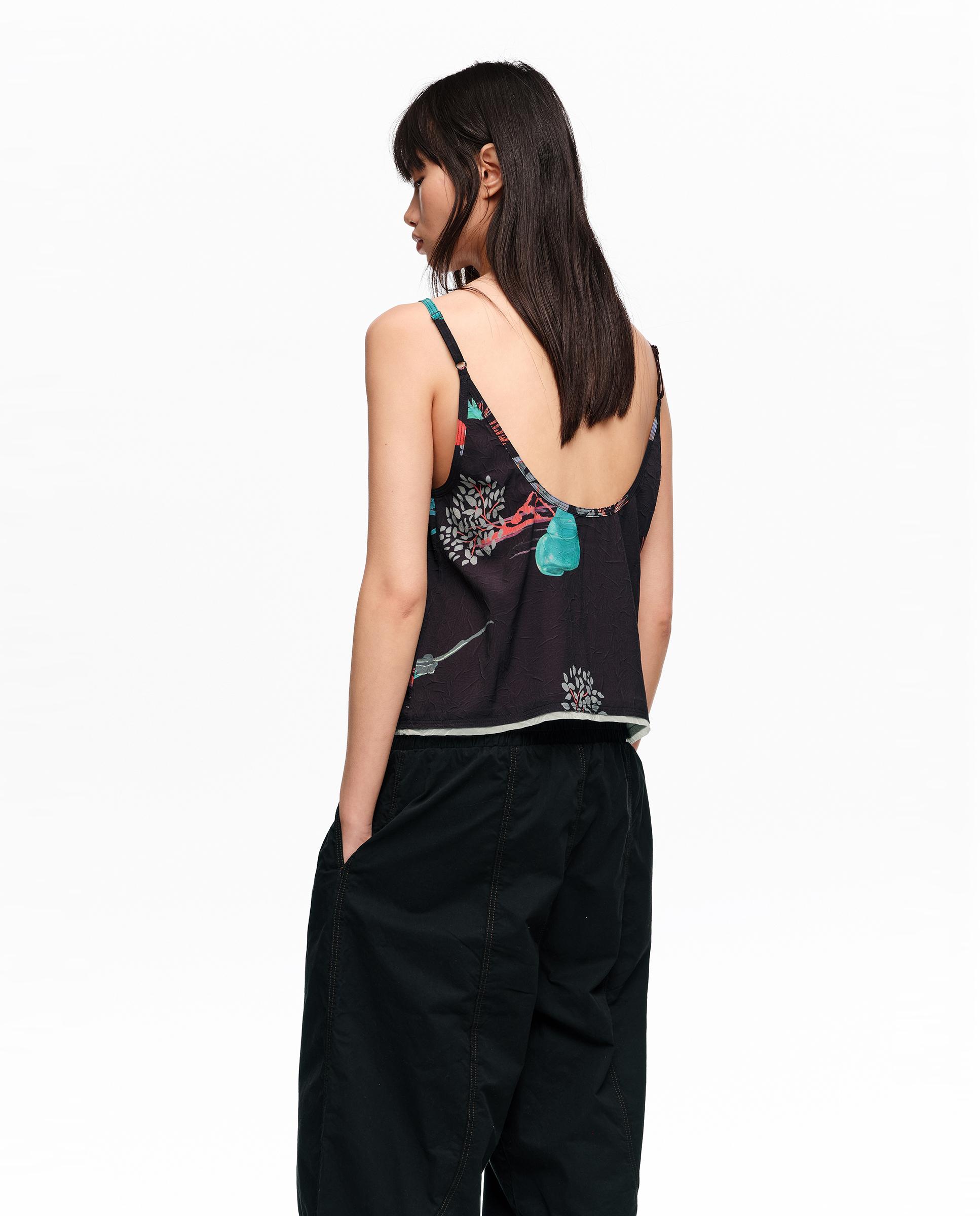 Top com Estampado e Alças Ajustáveis Preto-4