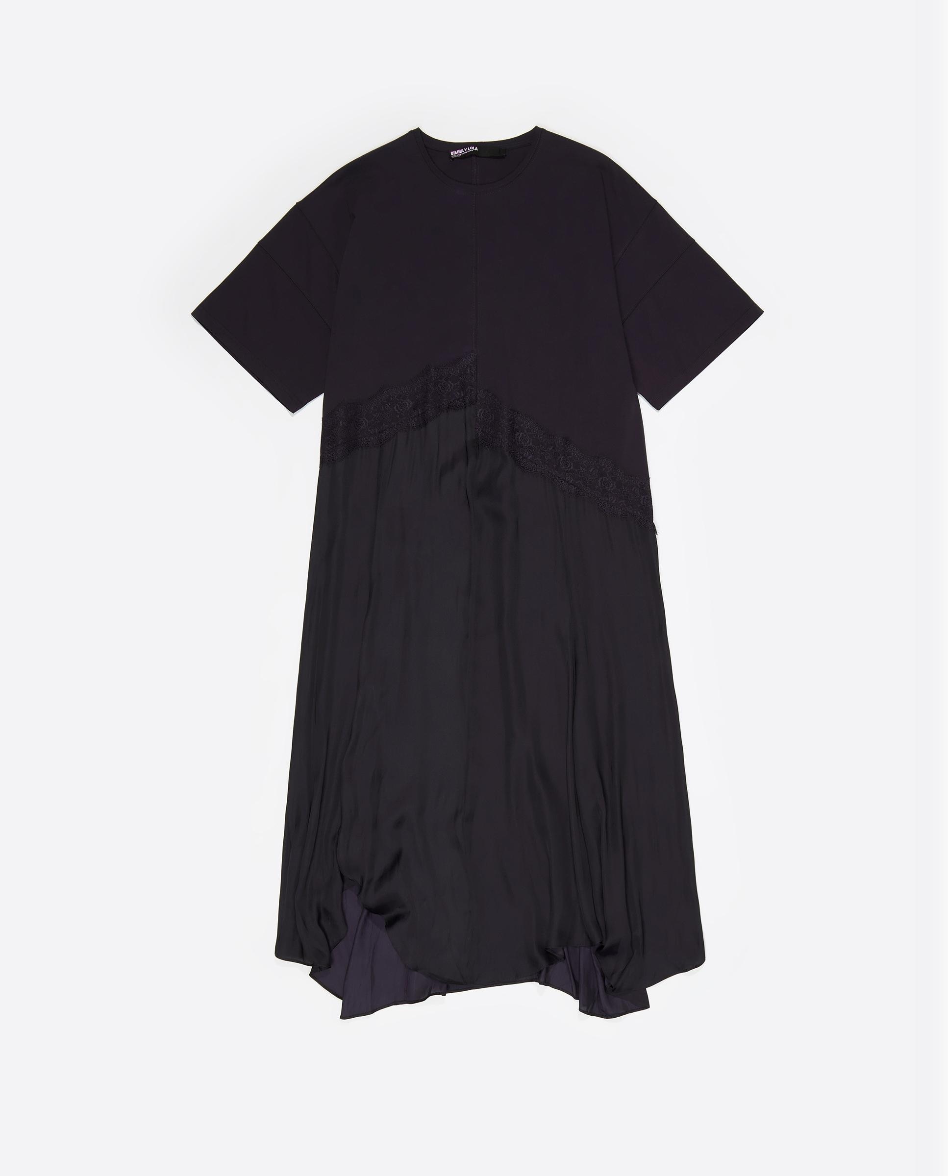 Vestido Bimaterial Irregular Preto-6