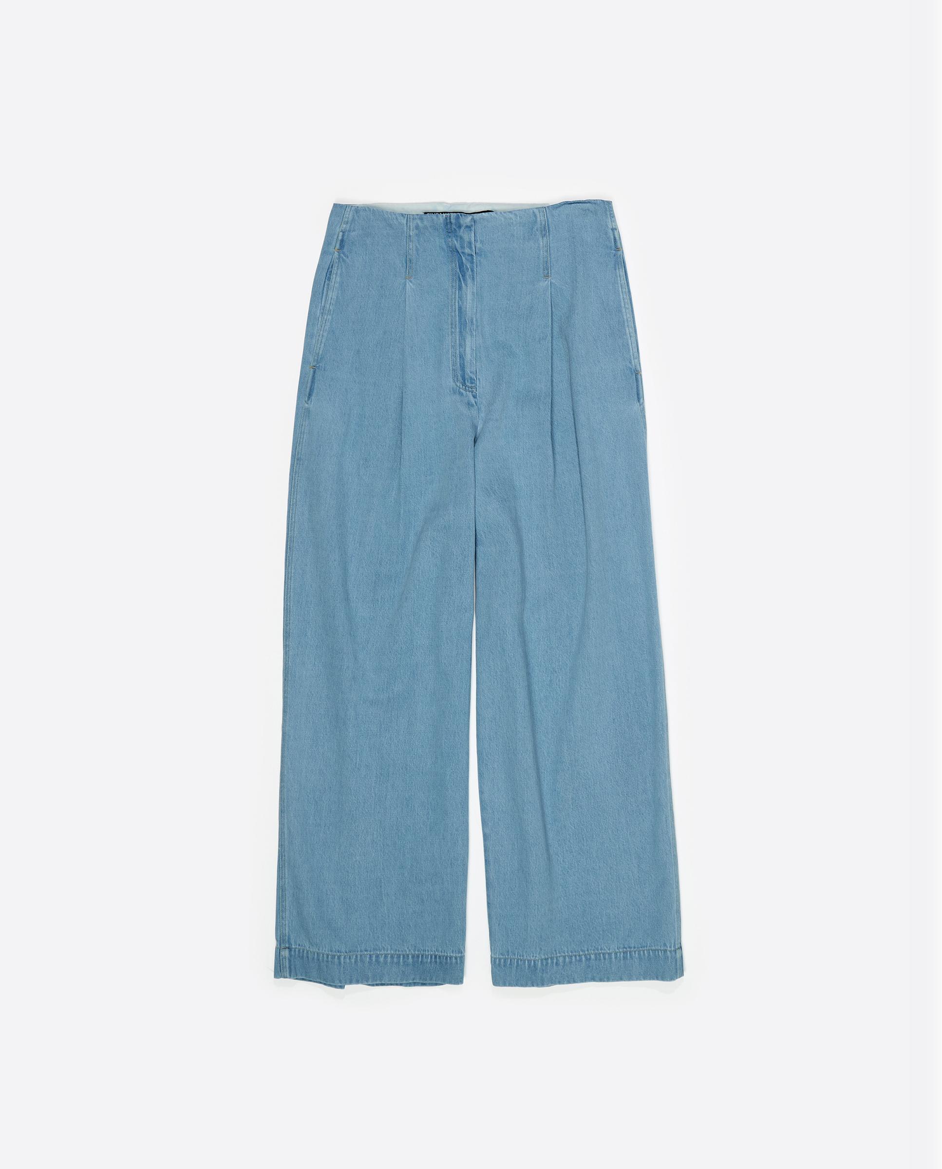 Calças Largas Denim Lavado Azul denim-4