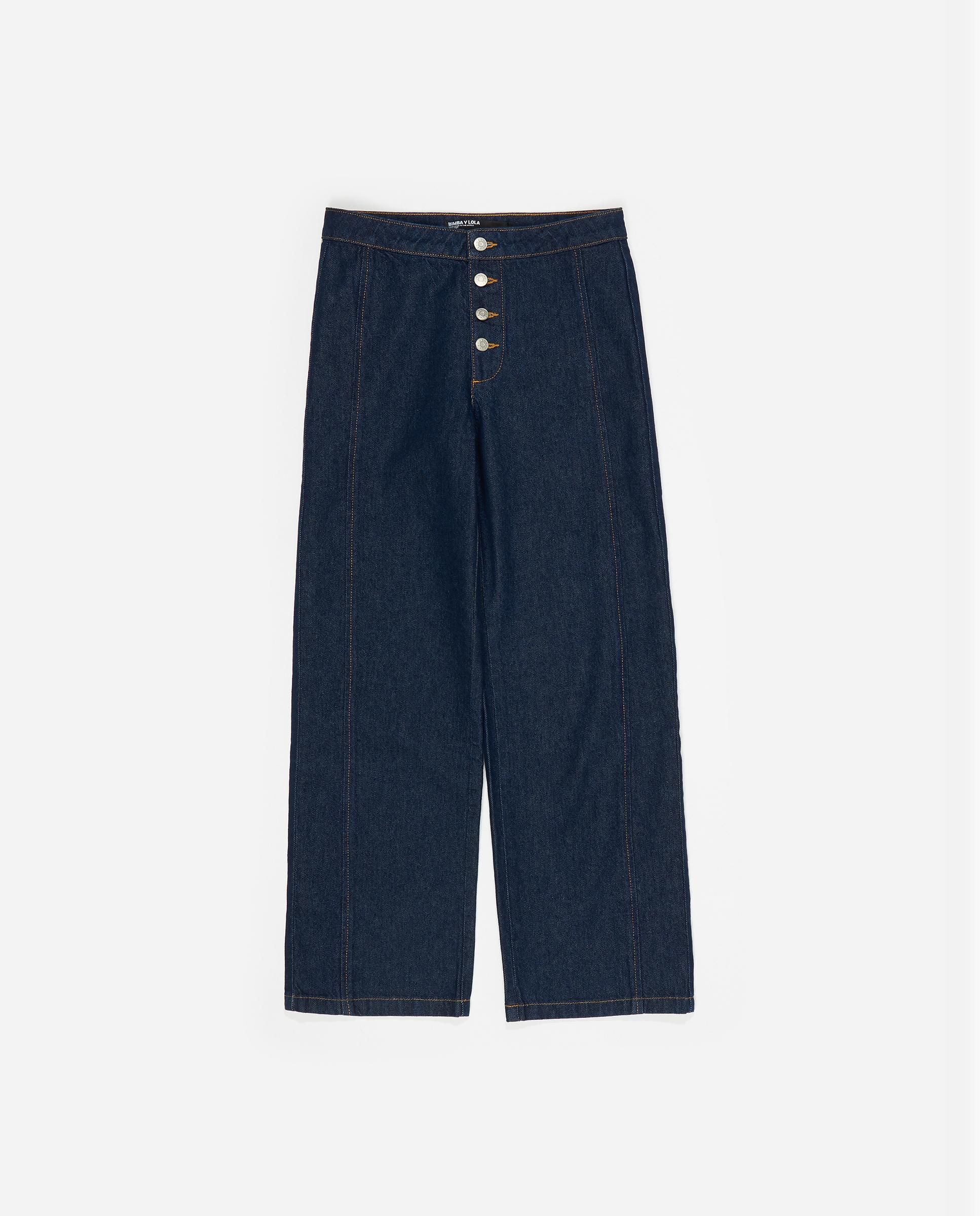 Imagem 0 de Calças Retas com Botões Denim