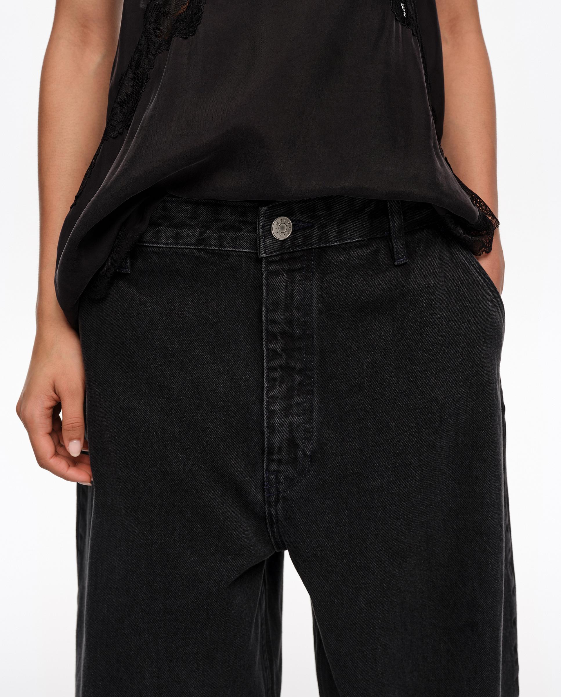 Calças Retas Denim Wide Leg Preto-2