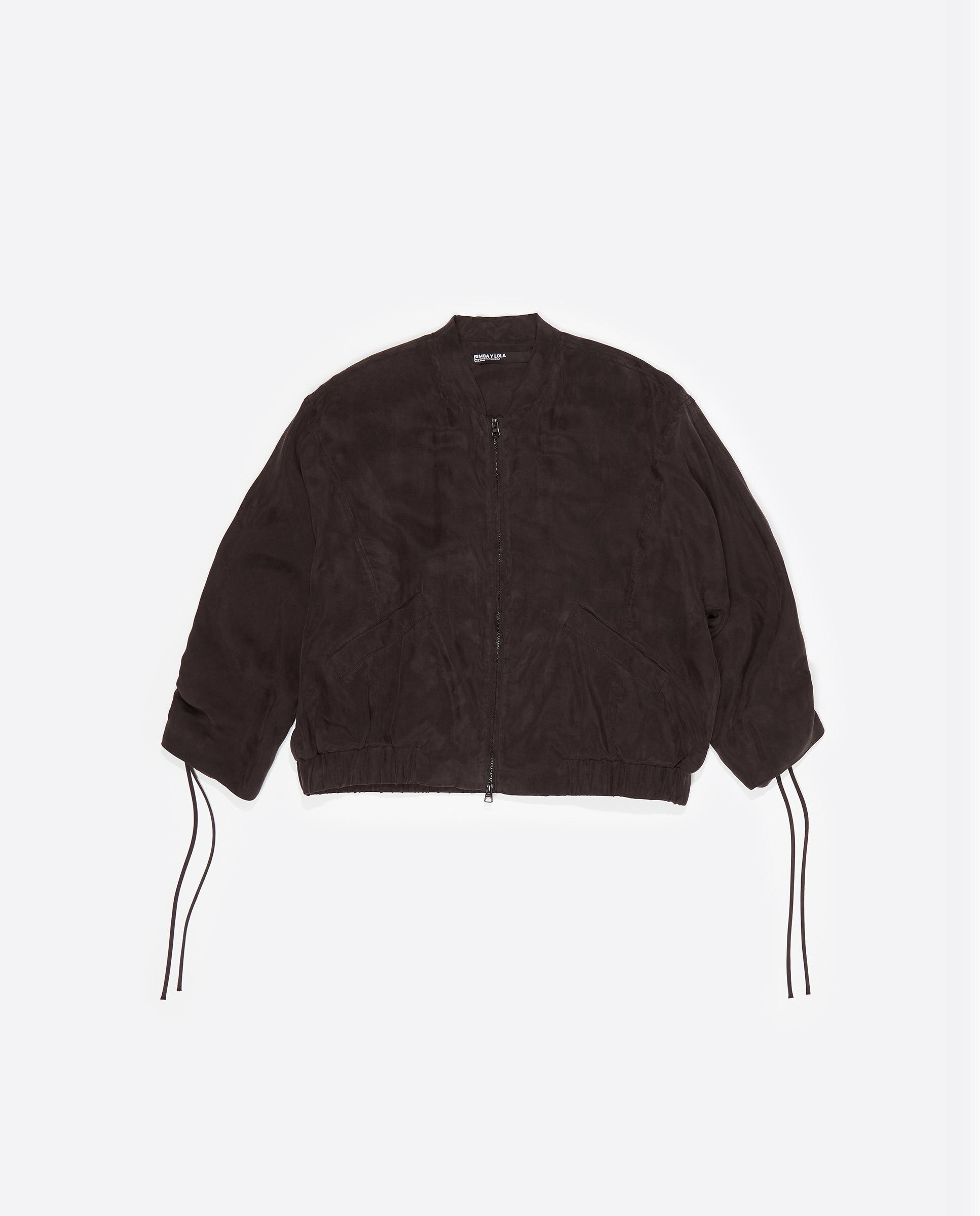 Blusão Bomber Fluido com Fecho Zip Preto-6