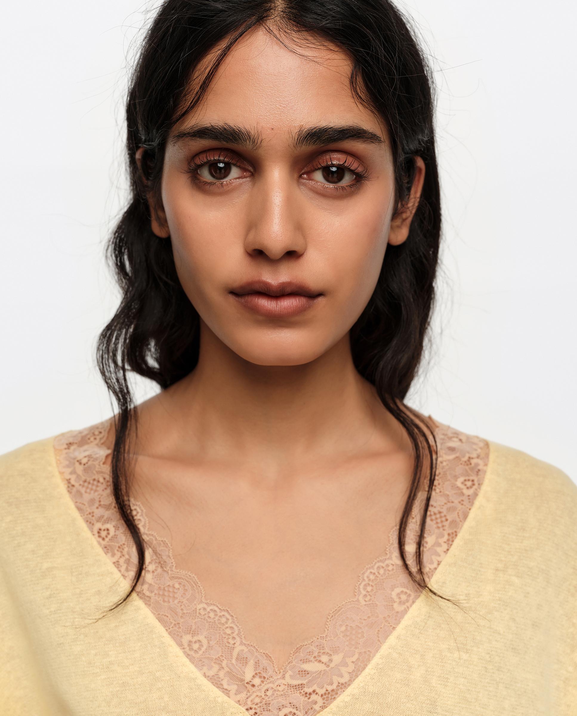 Camisola Comprida com Renda Amarelo-2