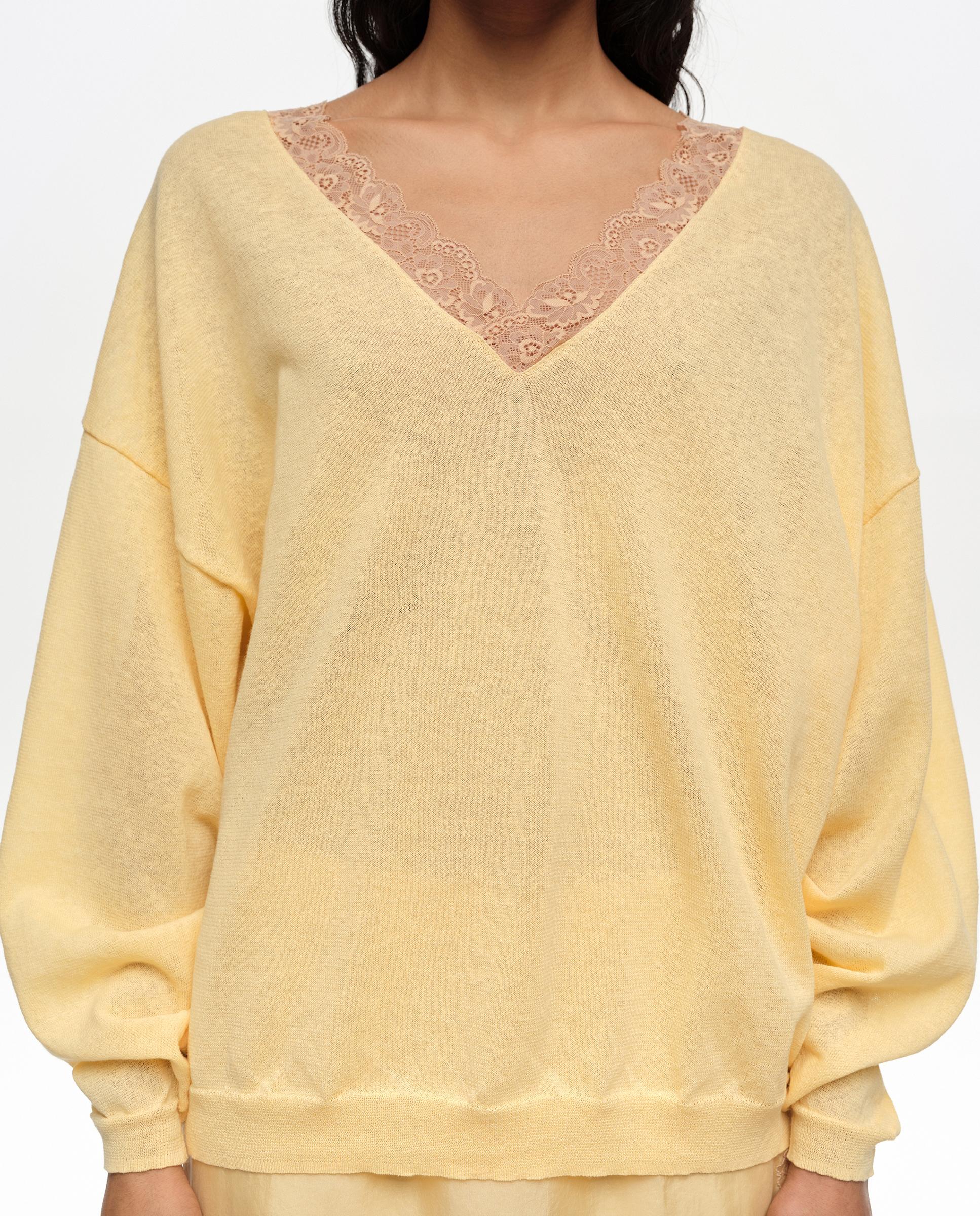 Camisola Comprida com Renda Amarelo-3