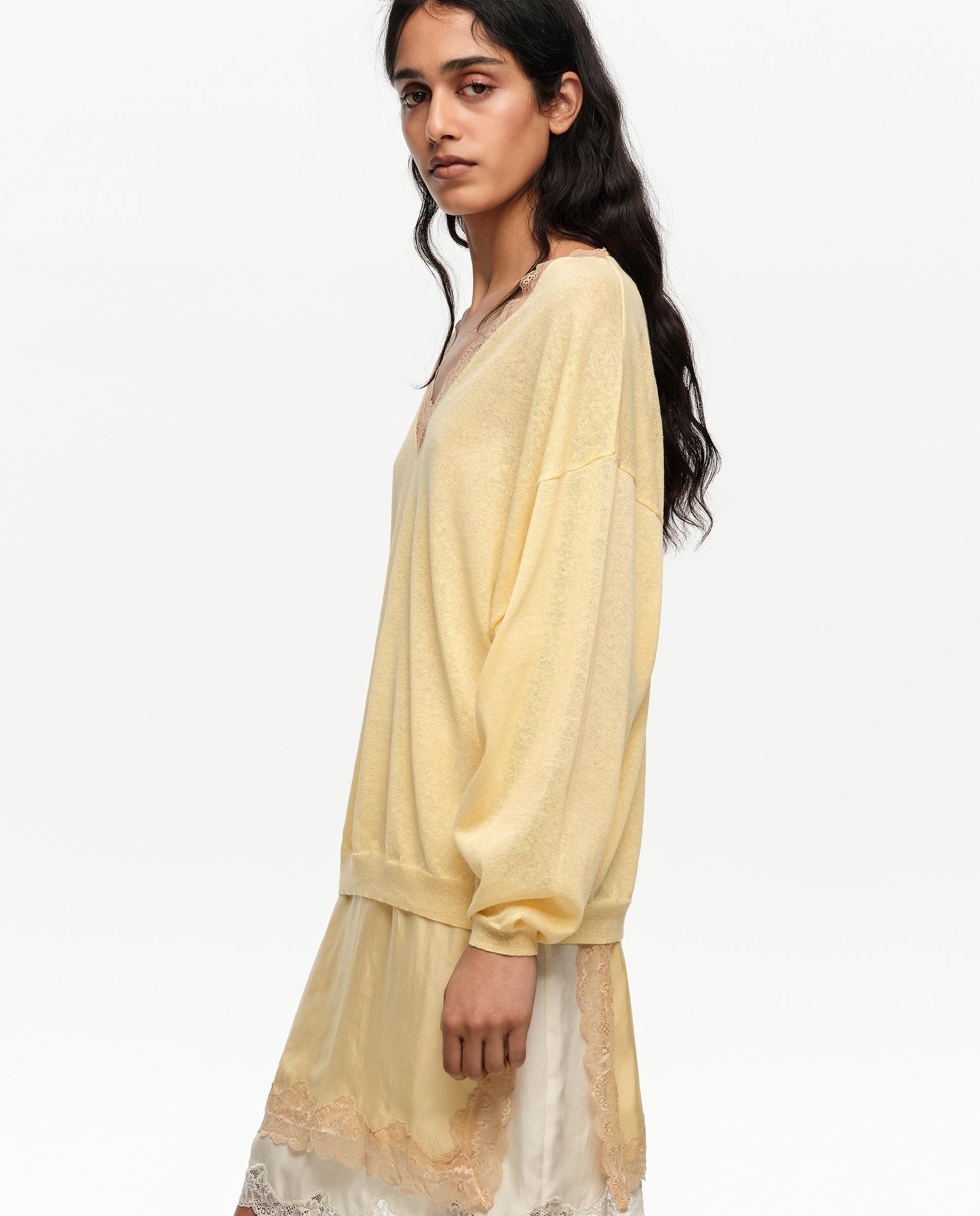 Camisola Comprida com Renda Amarelo-4