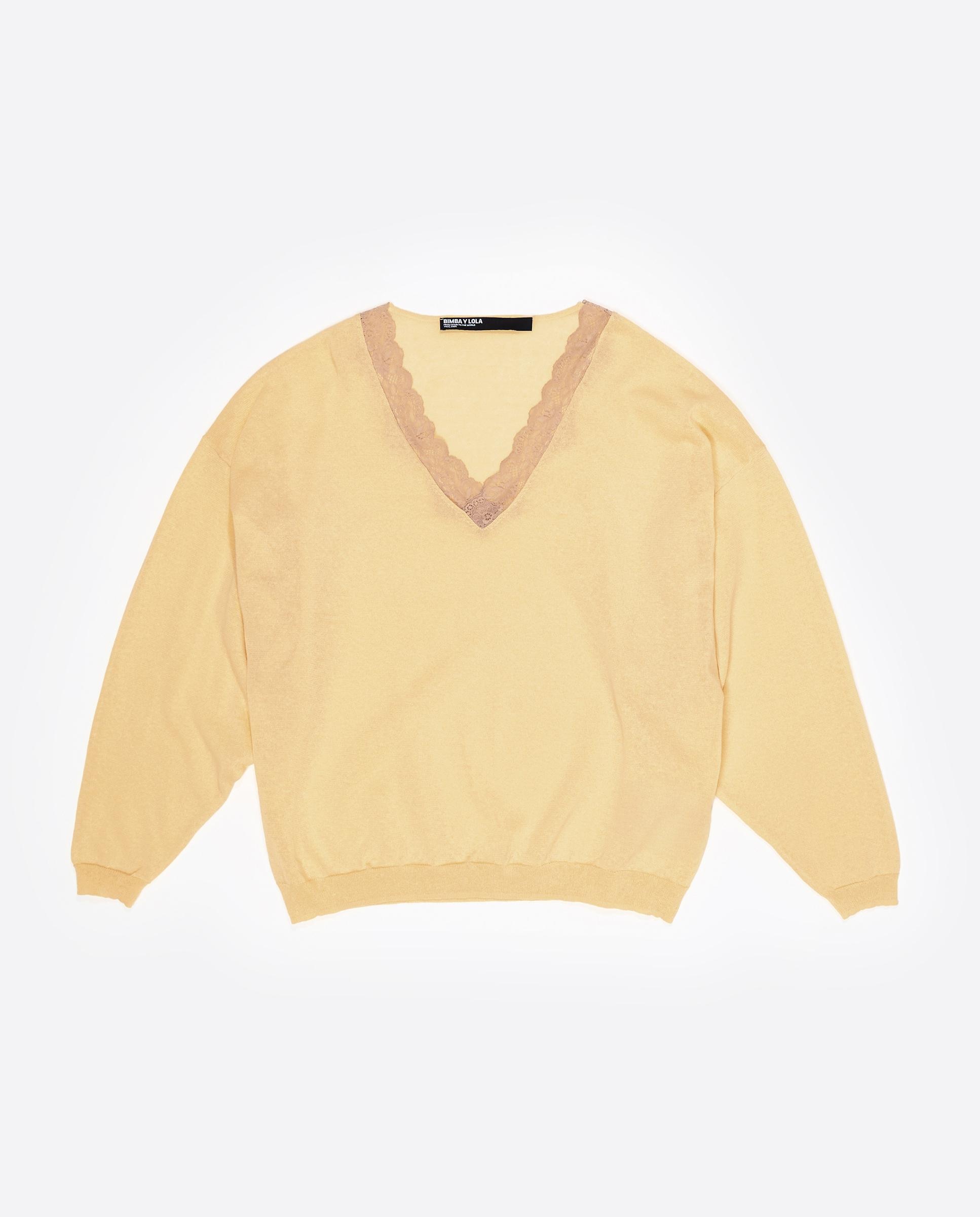 Camisola Comprida com Renda Amarelo-6
