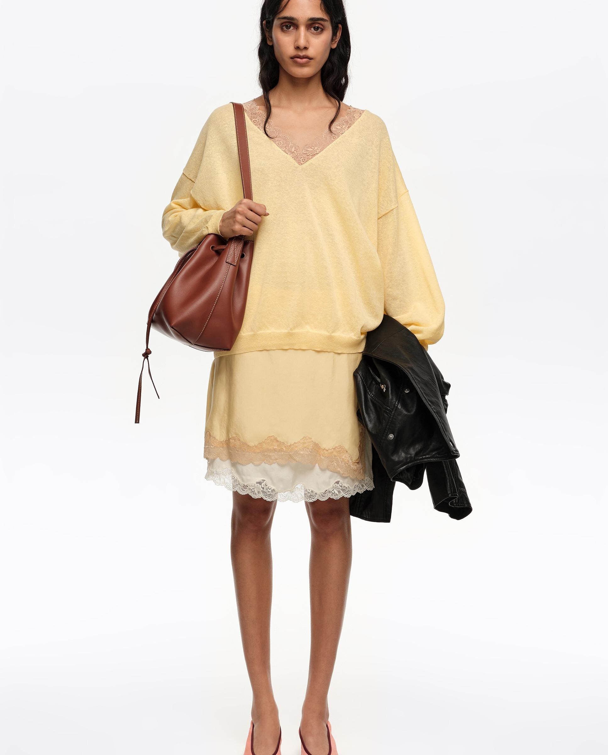 Camisola Comprida com Renda Amarelo-7