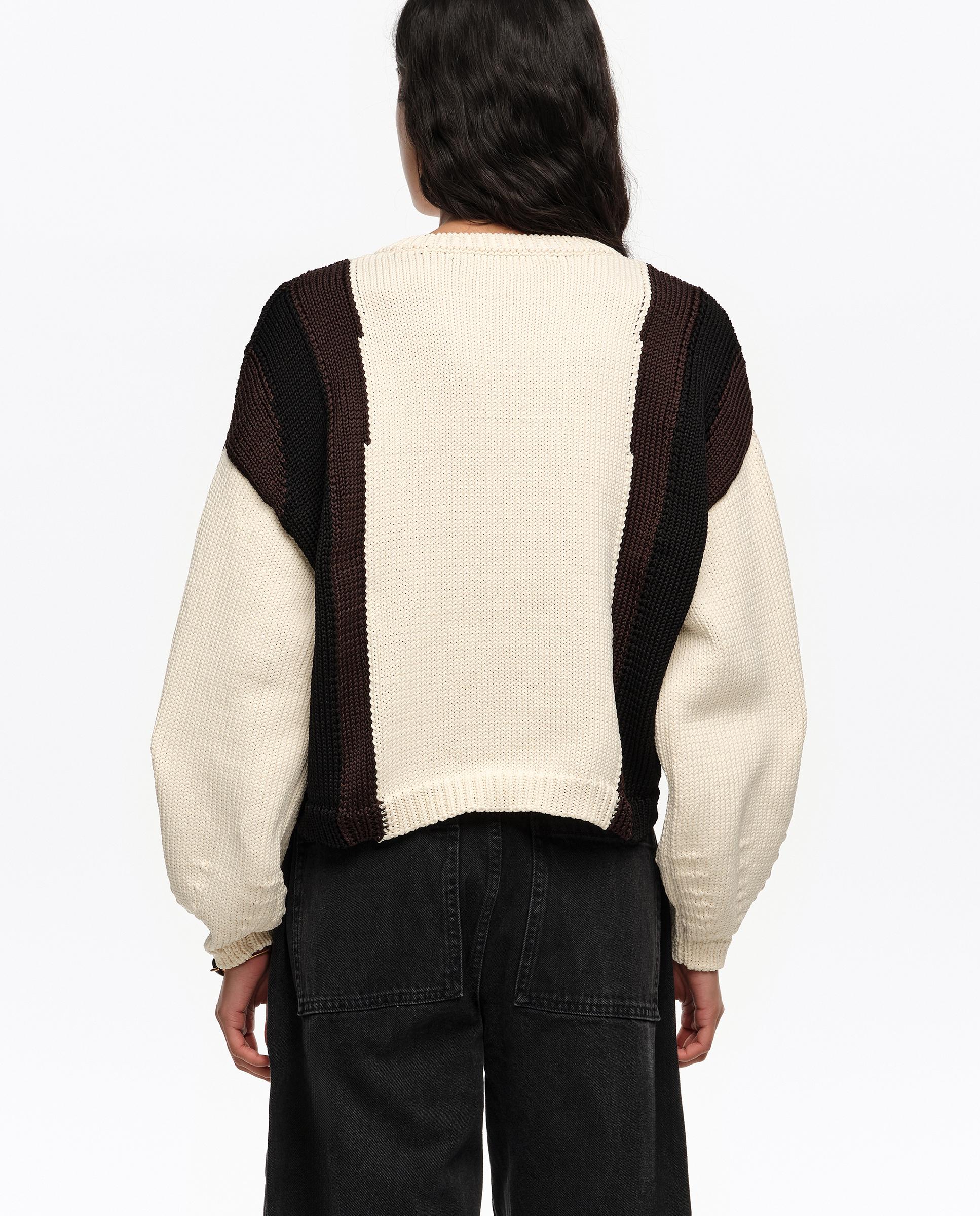 Cardigan com Laços Tricolor Cru-5