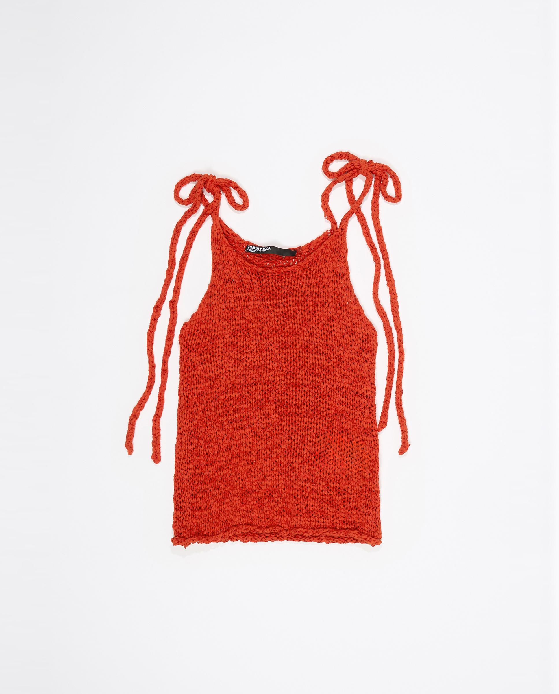 Camisola de Alças com Laço Vermelho-5