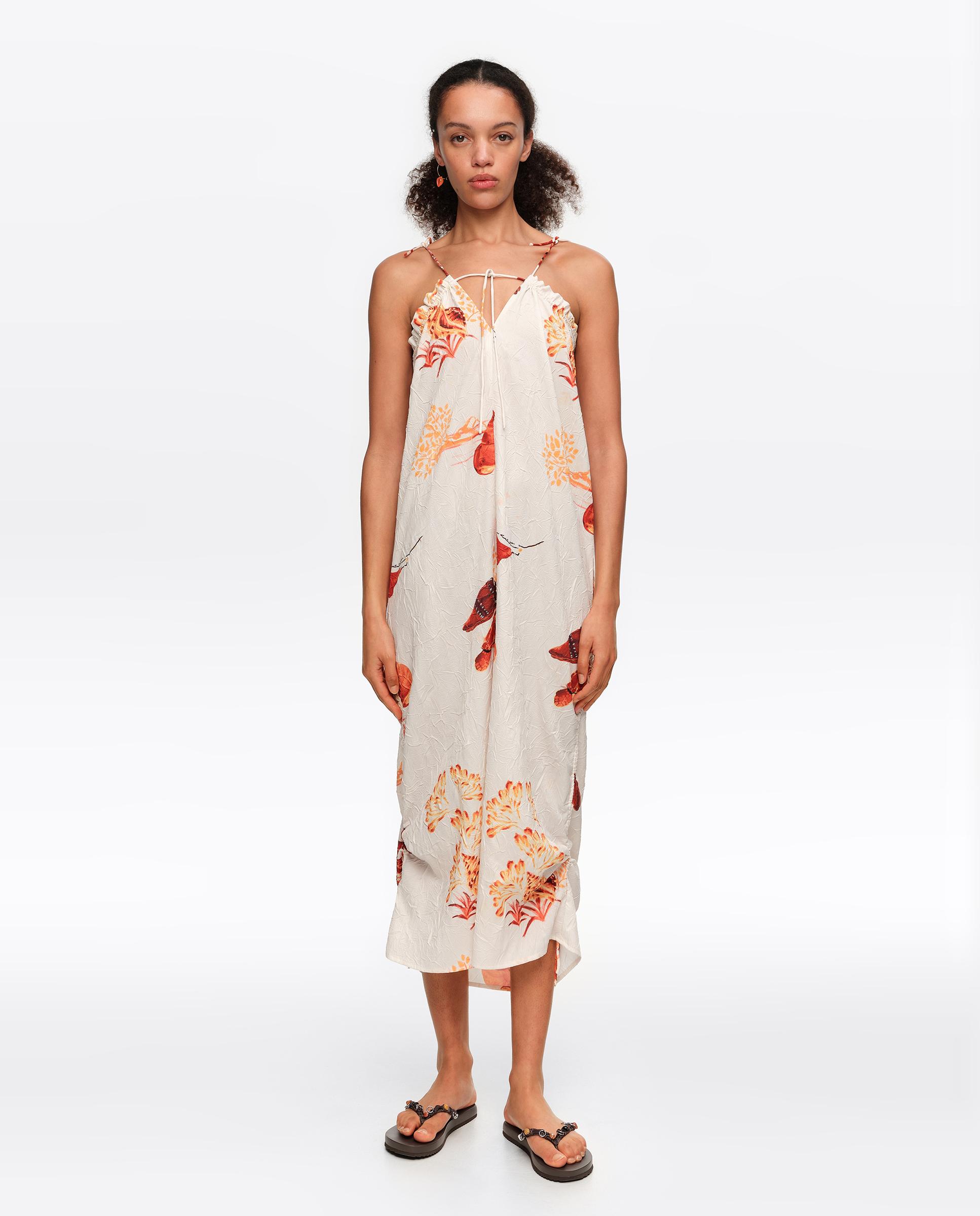 Imagem 0 de Vestido Midi de Alças Ajustáveis Tartaruga