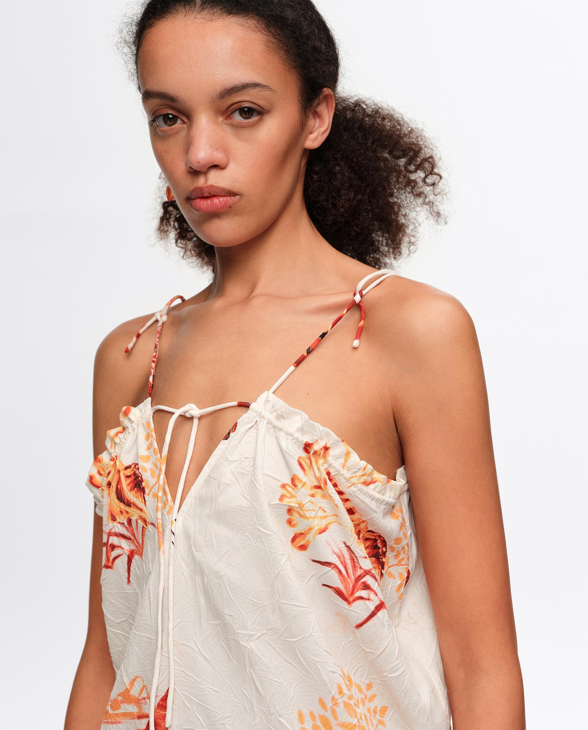 Vestido Midi de Alças Ajustáveis Tartaruga Laranja-2