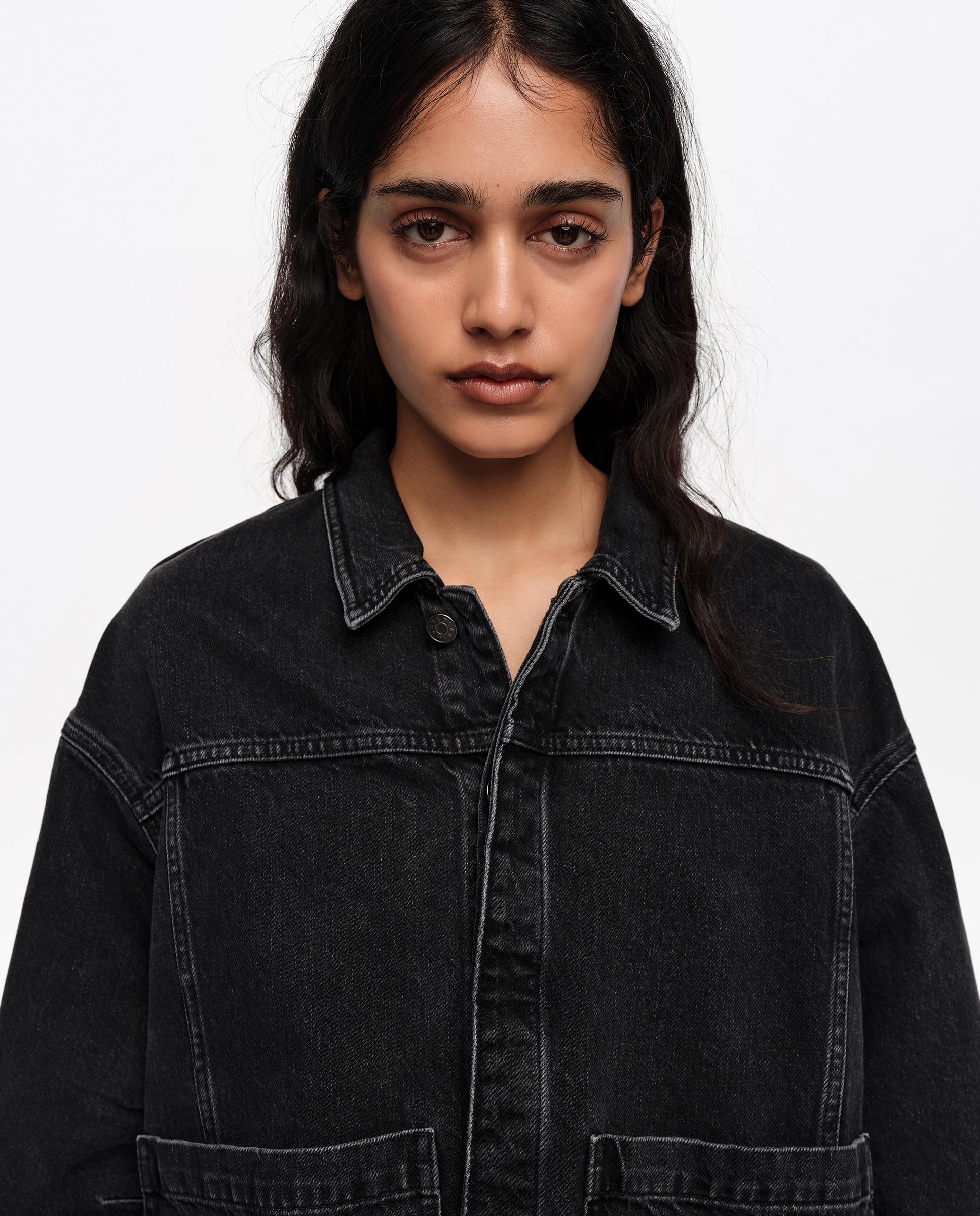Blusão Jeans Linha a Denim Preto-2
