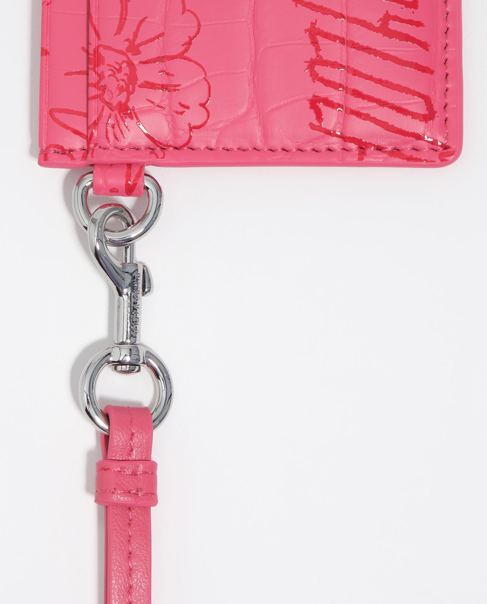 Porta-cartões com Textura Brilhante Print Rosa-2
