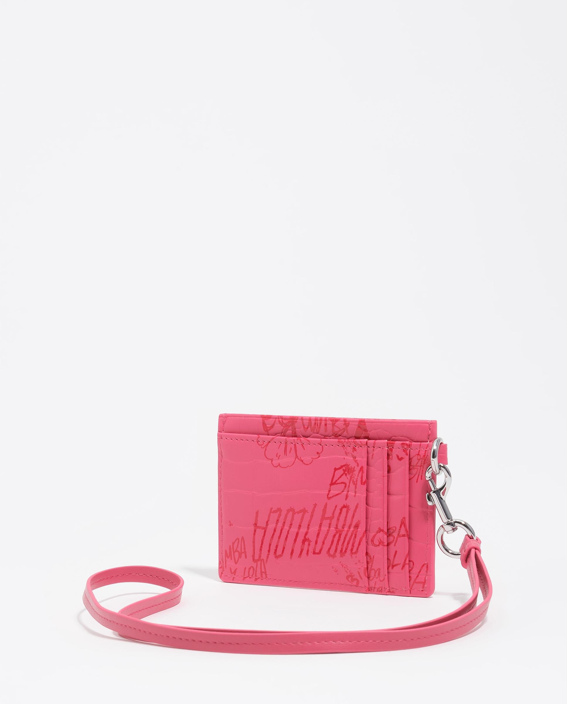 Porta-cartões com Textura Brilhante Print Rosa-3