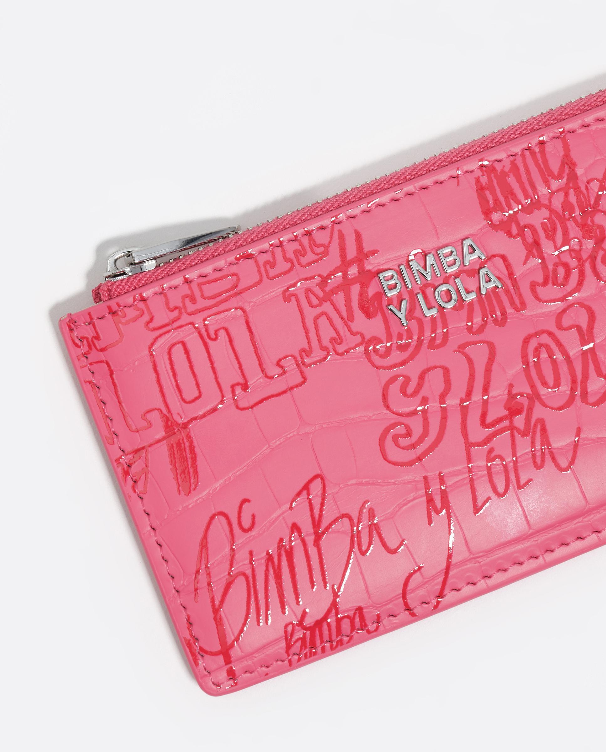 Porta-cartões com Textura Brilhante Print Rosa-2