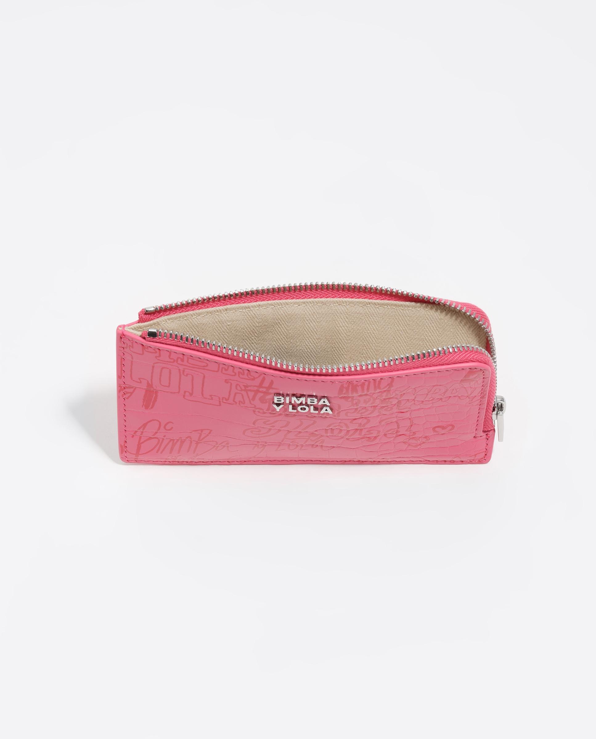 Porta-cartões com Textura Brilhante Print Rosa-3