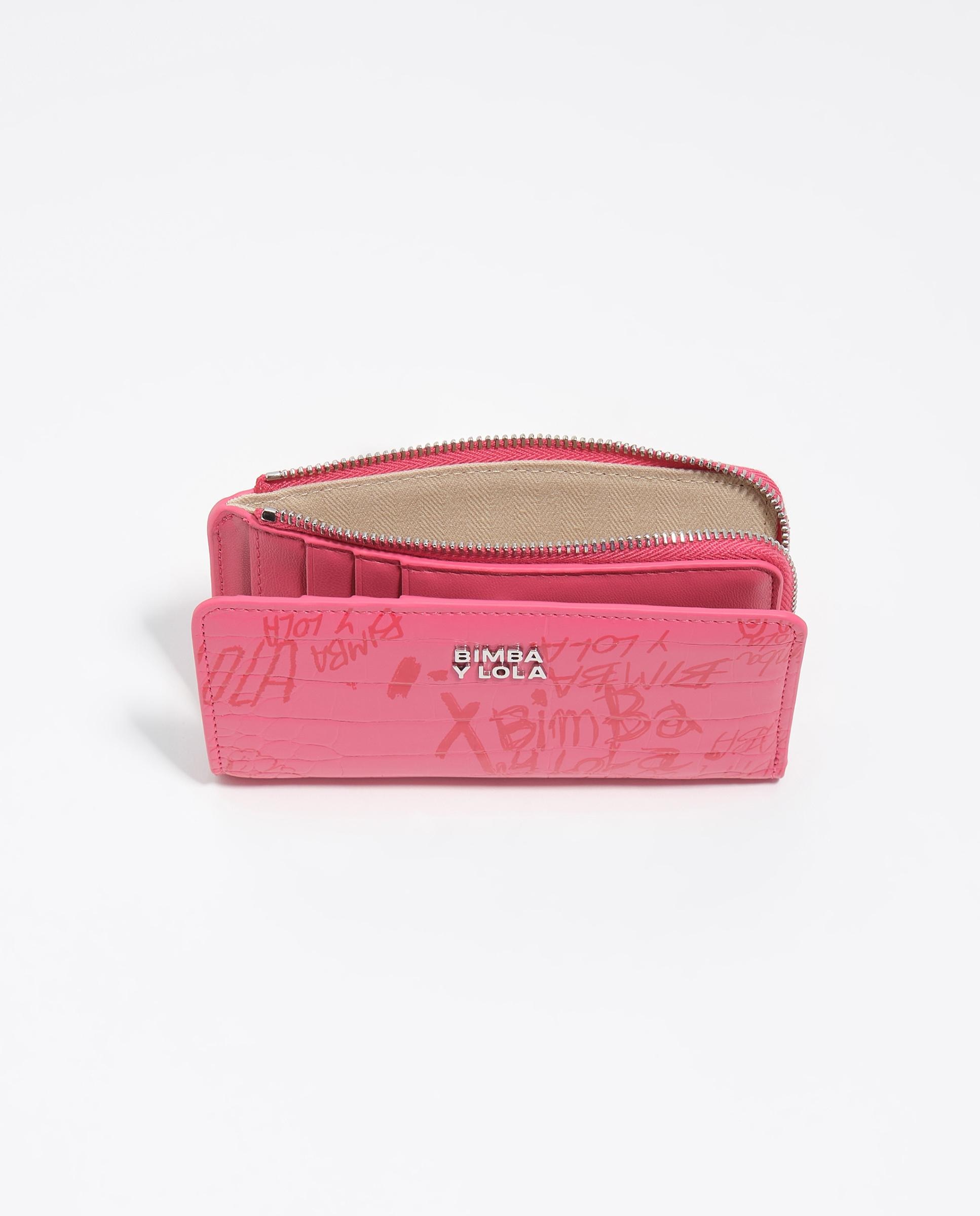 Carteira Compacta com Textura Brilhante Print Rosa-3