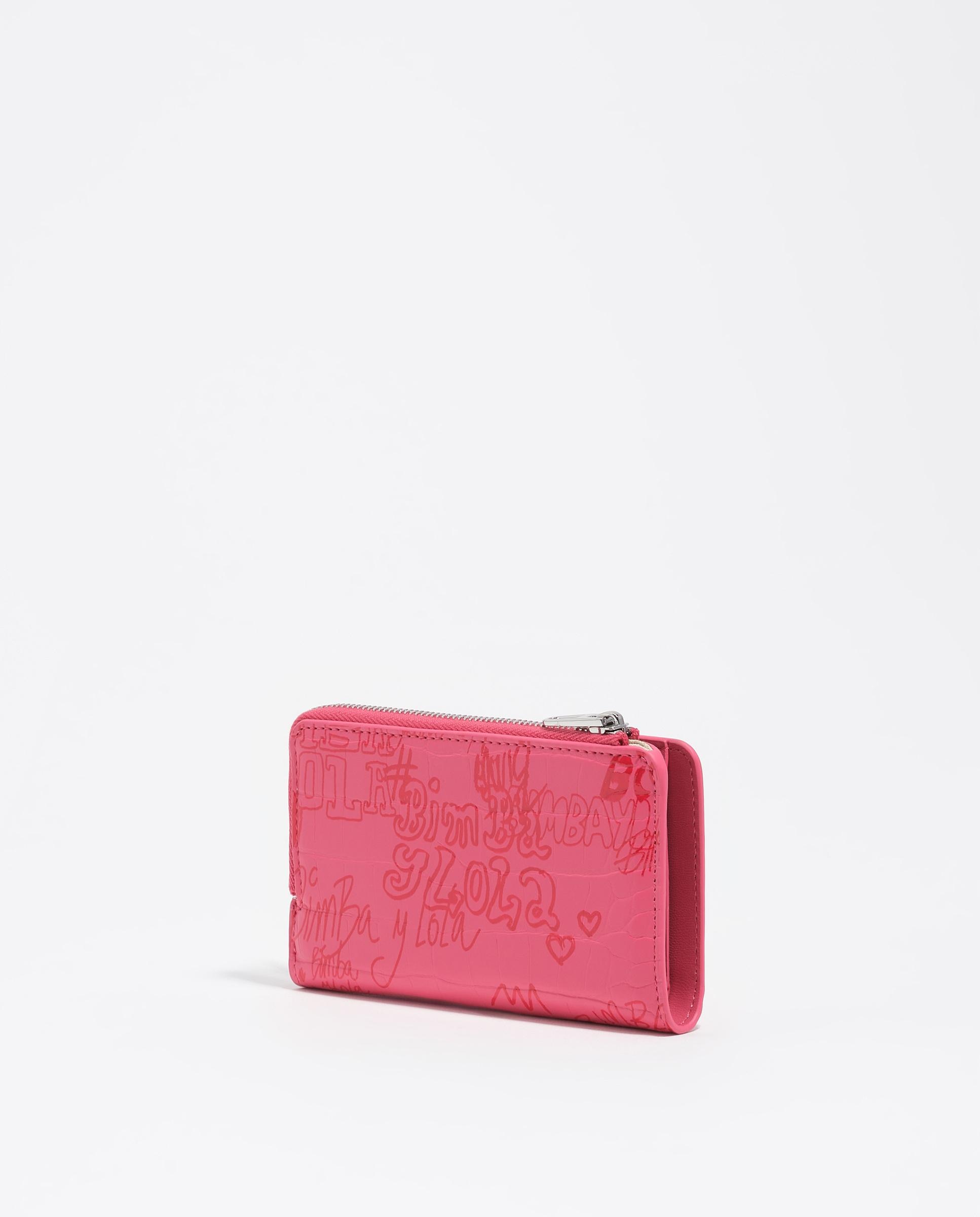 Carteira Compacta com Textura Brilhante Print Rosa-5