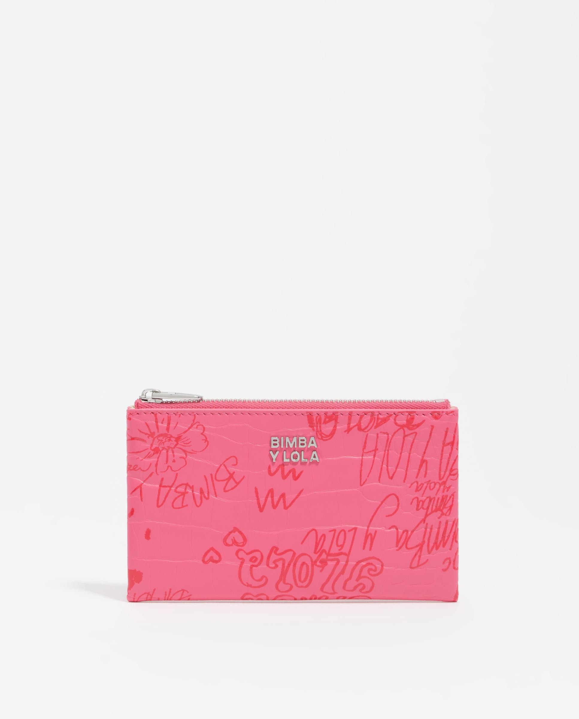 Porta-moedas com Textura Brilhante Print Rosa-1