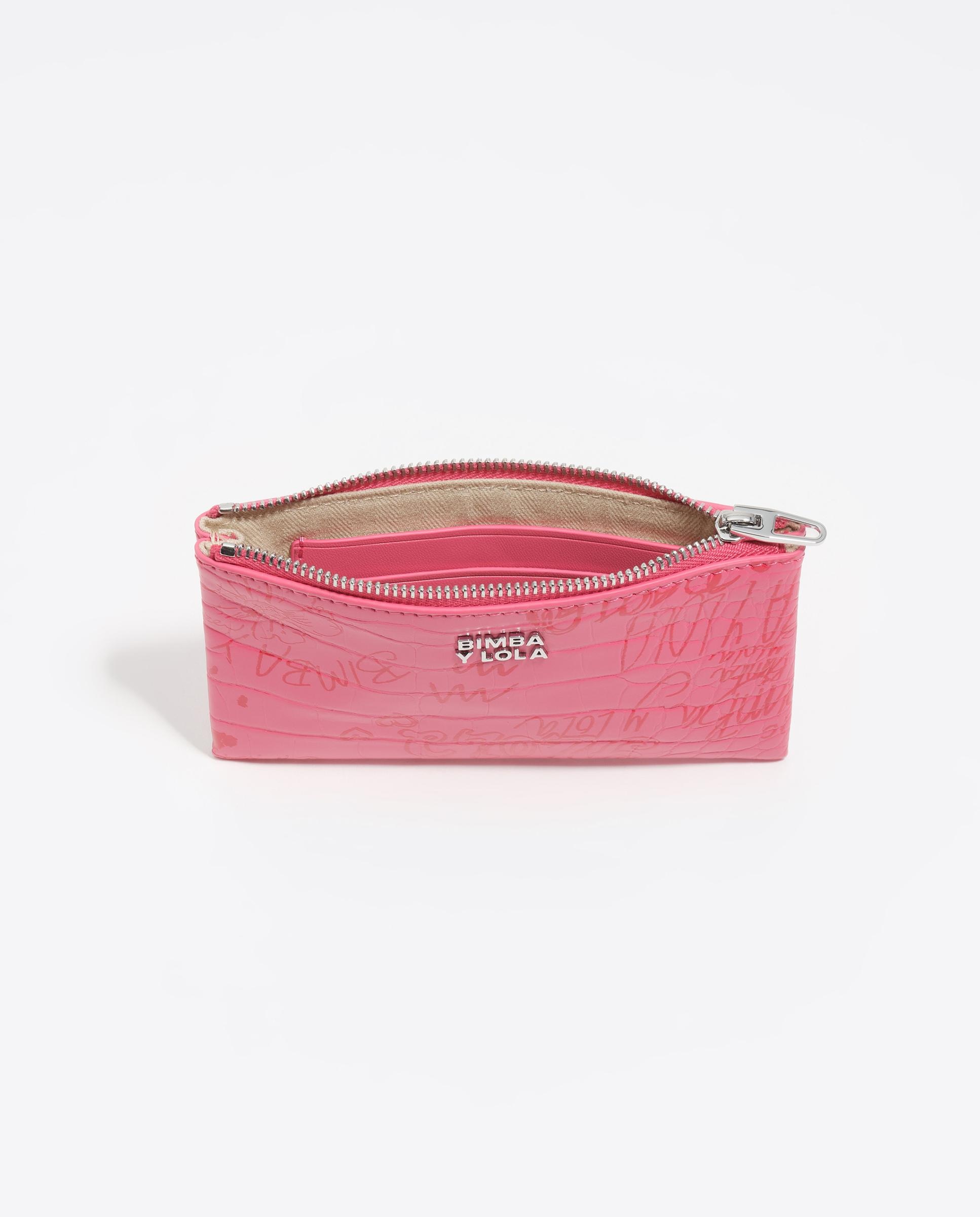 Porta-moedas com Textura Brilhante Print Rosa-3