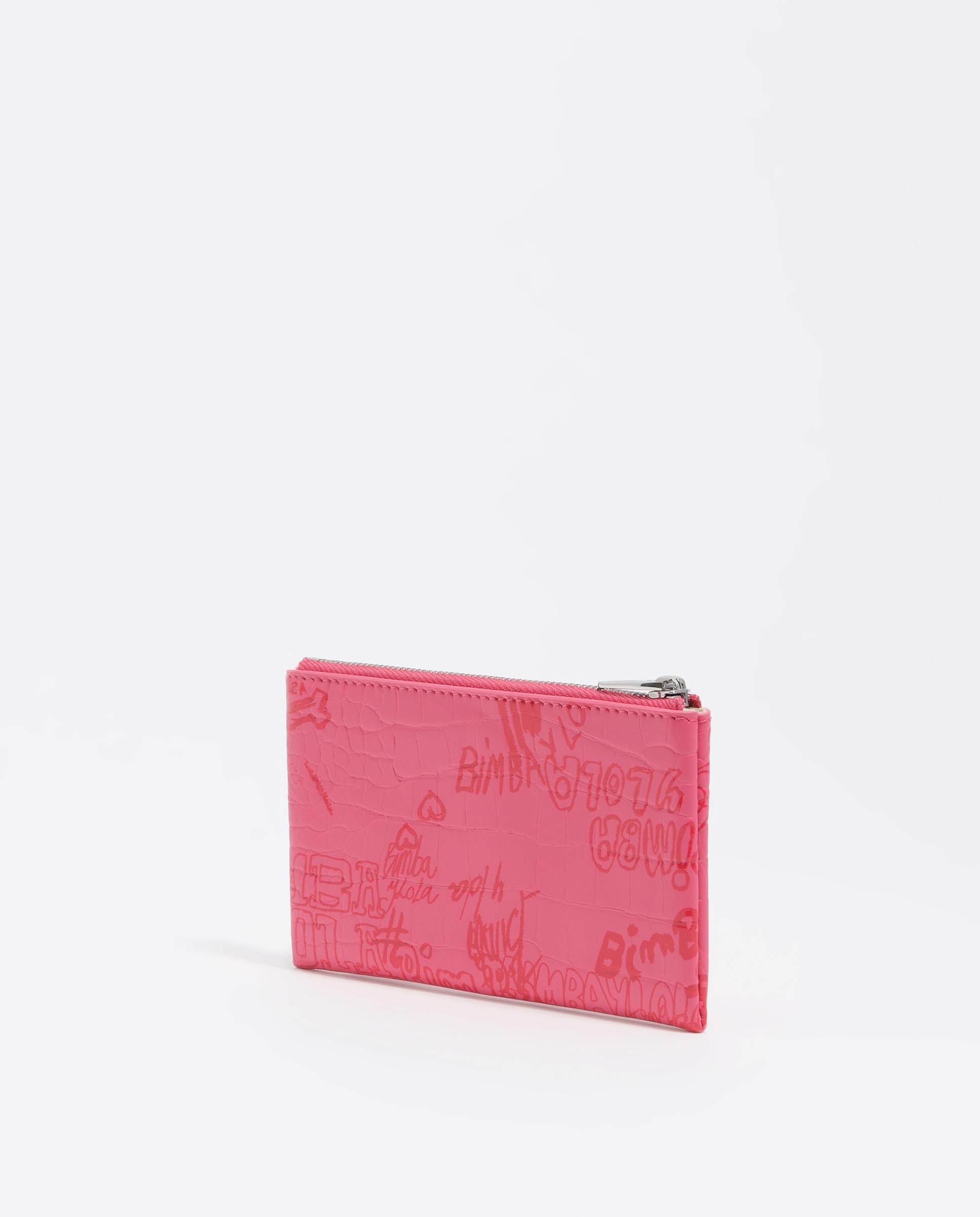 Porta-moedas com Textura Brilhante Print Rosa-4