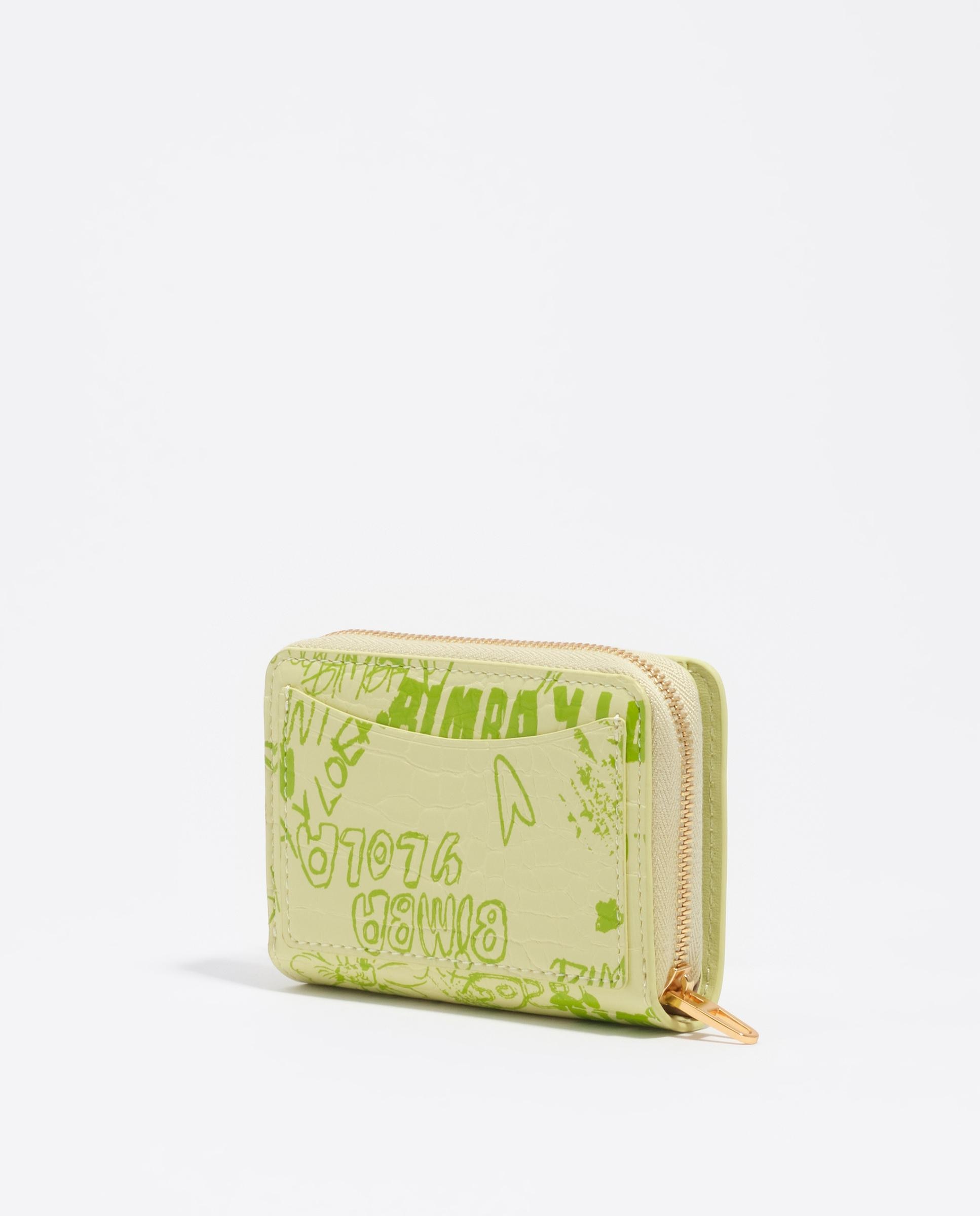 Carteira com Aba de Textura Brilhante Print Verde-5