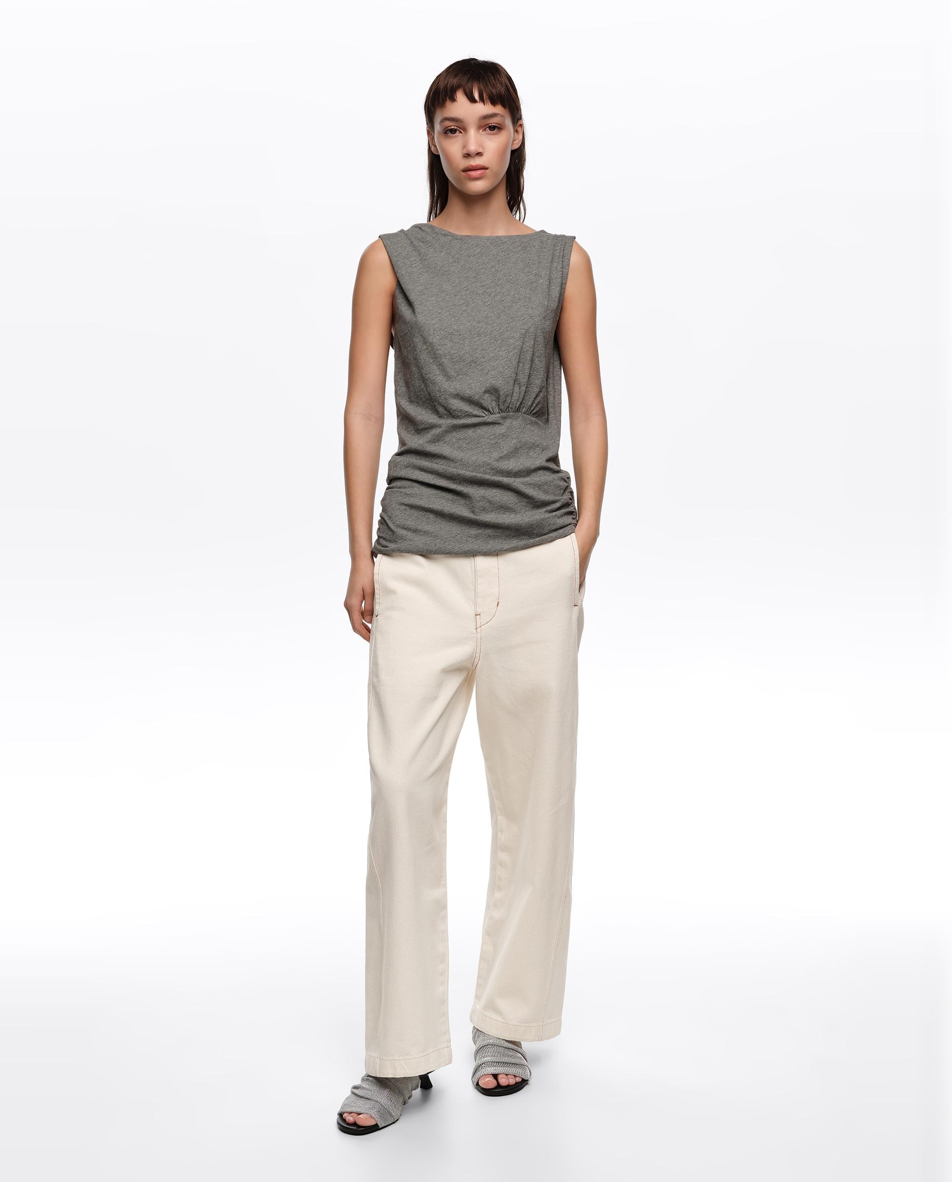 Imagem 0 de Calças com Corte a Direito Barrel Denim