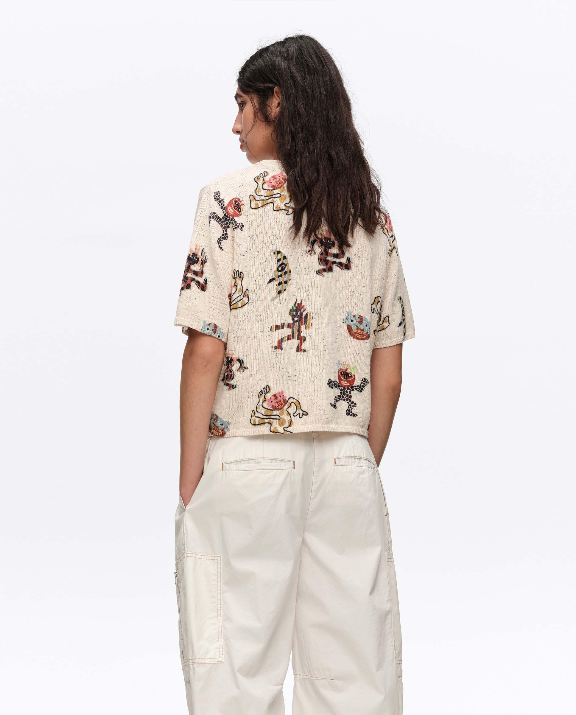 Cardigan de Malha com Laços Samba Branco-4