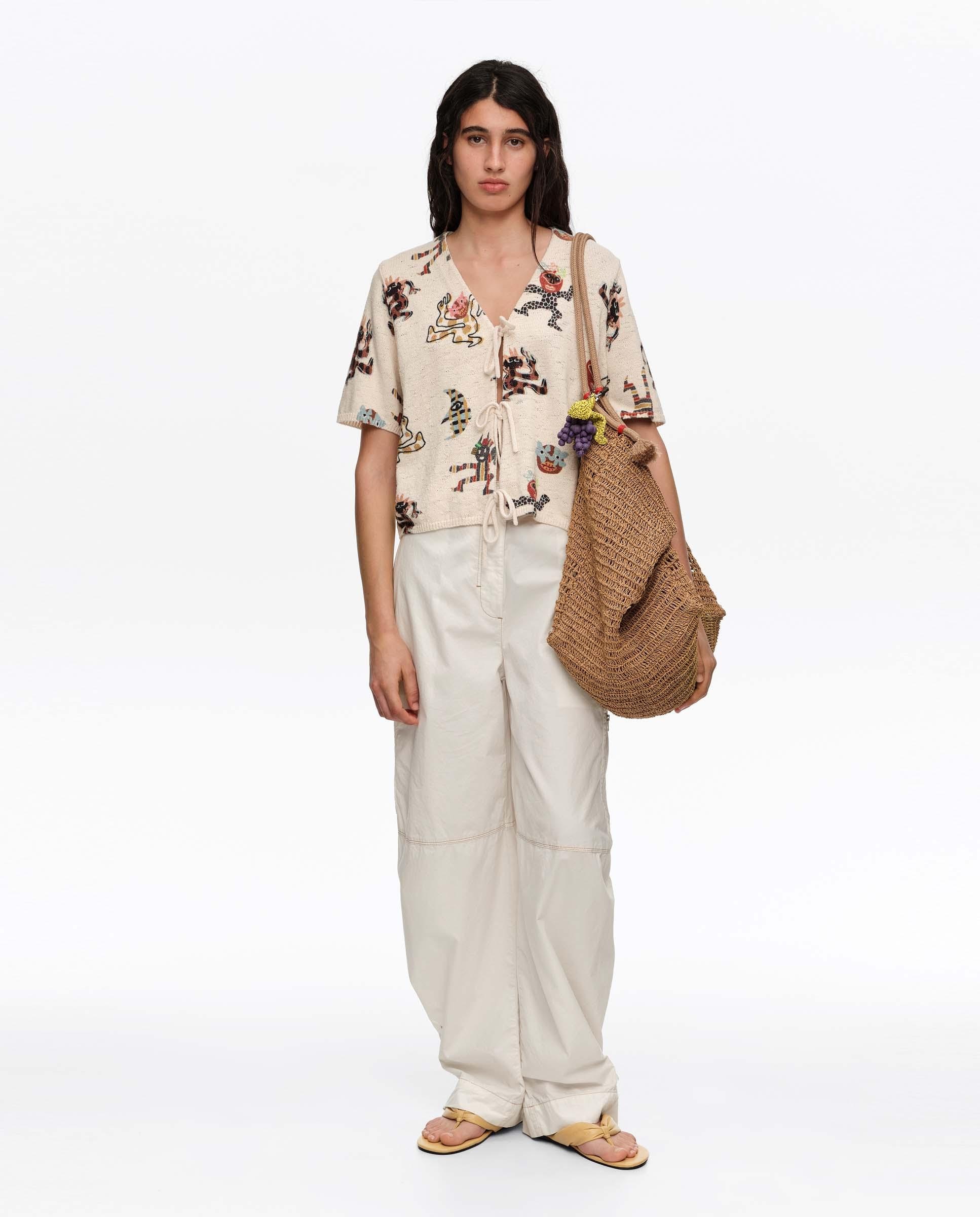 Cardigan de Malha com Laços Samba Branco-6
