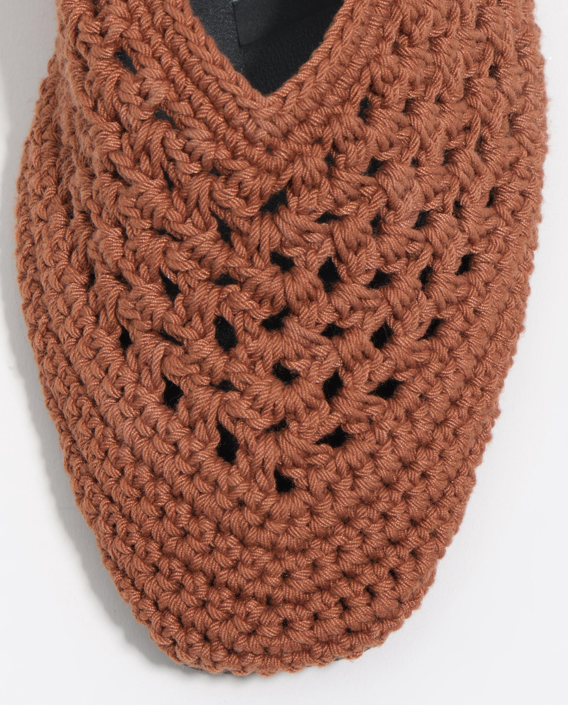 Sabrinas Rasas com Crochet Entrançado À Mão Castanho-chocolate-5