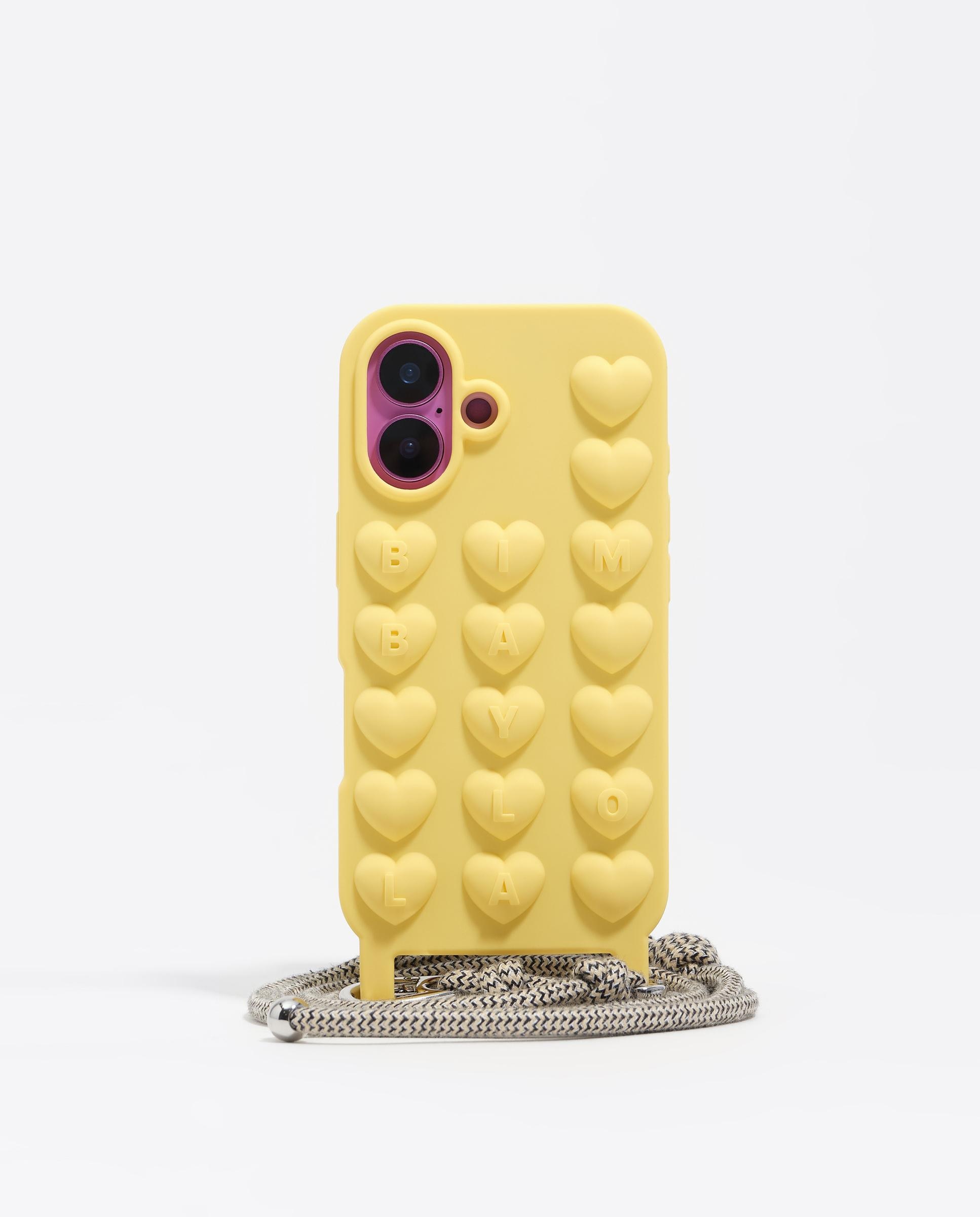 Capa de Silicone Iphone 16 com Cabo Amarelo-1
