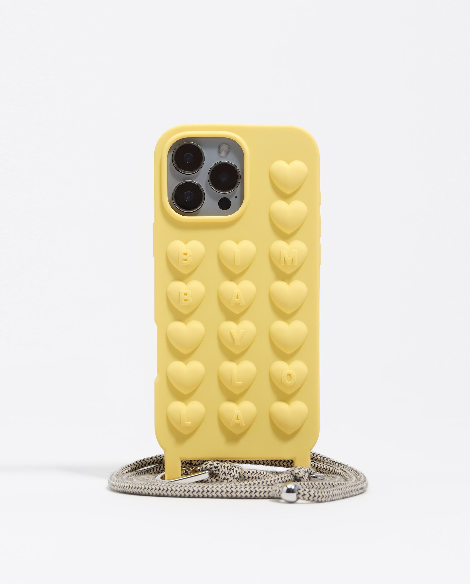 Capa de Silicone Iphone 16 Pro Max com Cabo Amarelo-1