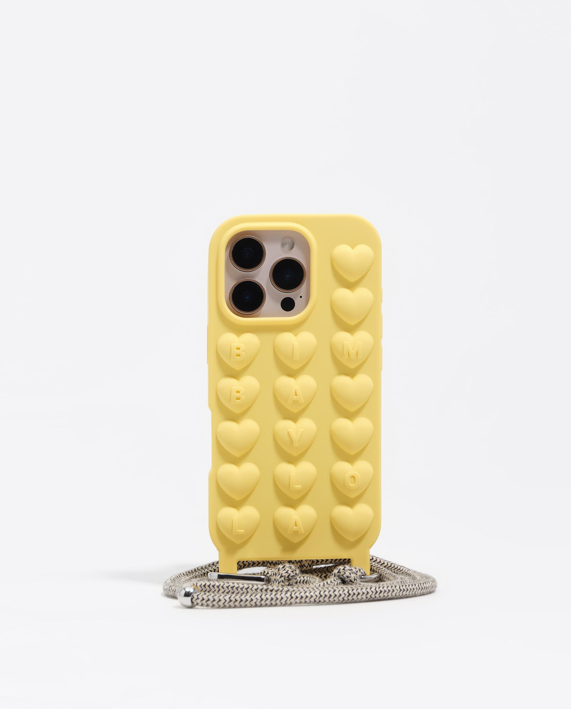 Capa de Silicone Iphone 15 Pro com Cabo Amarelo-1