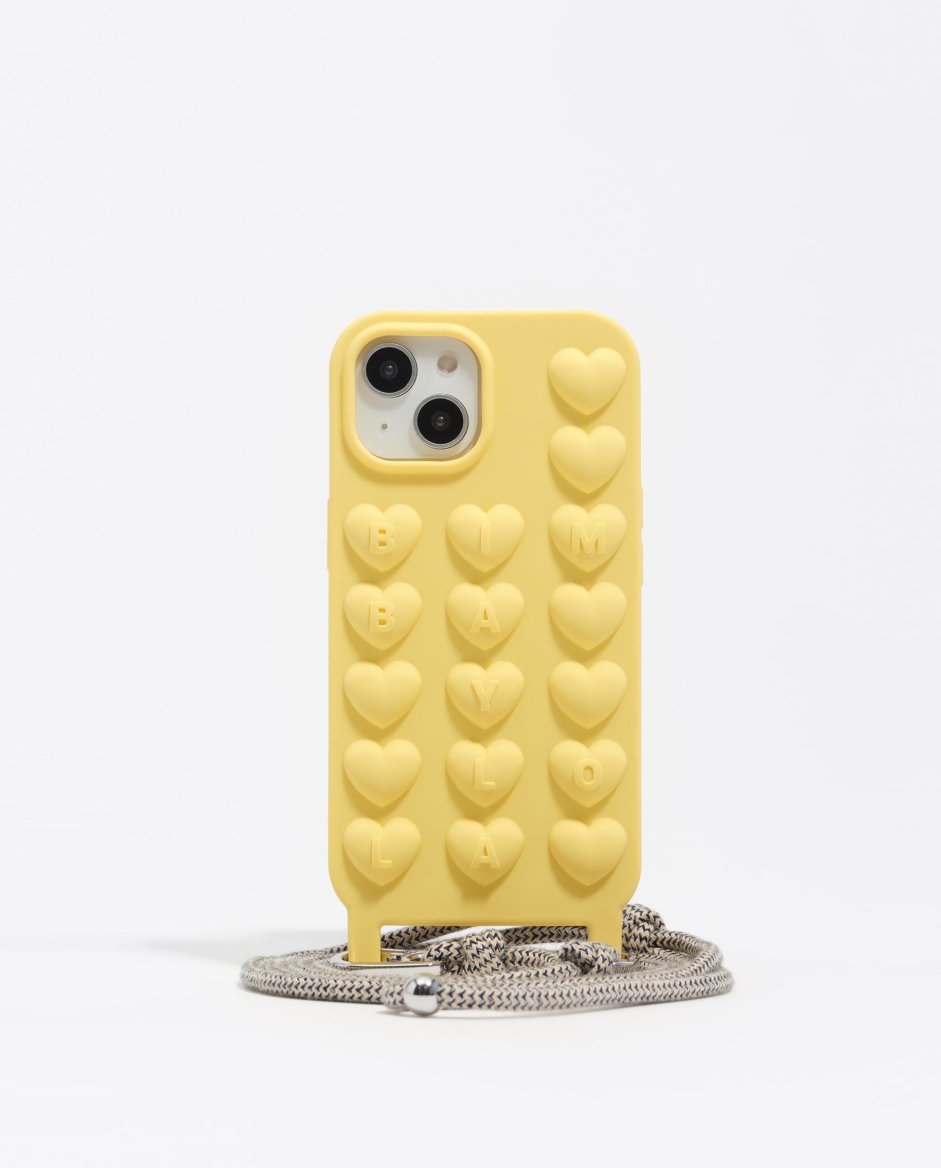 Capa de Silicone Iphone 15 com Cabo Amarelo-1