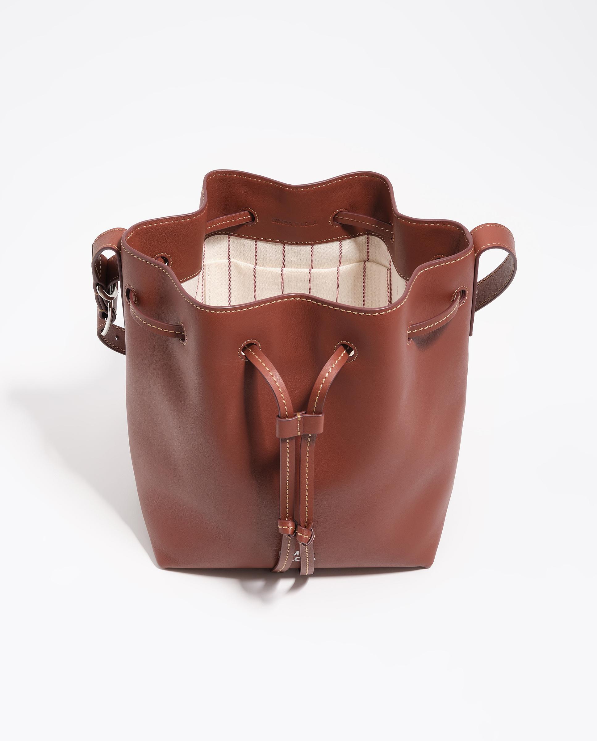 Mala a Tiracolo Bucket Carlino Grande Pele Noz-4