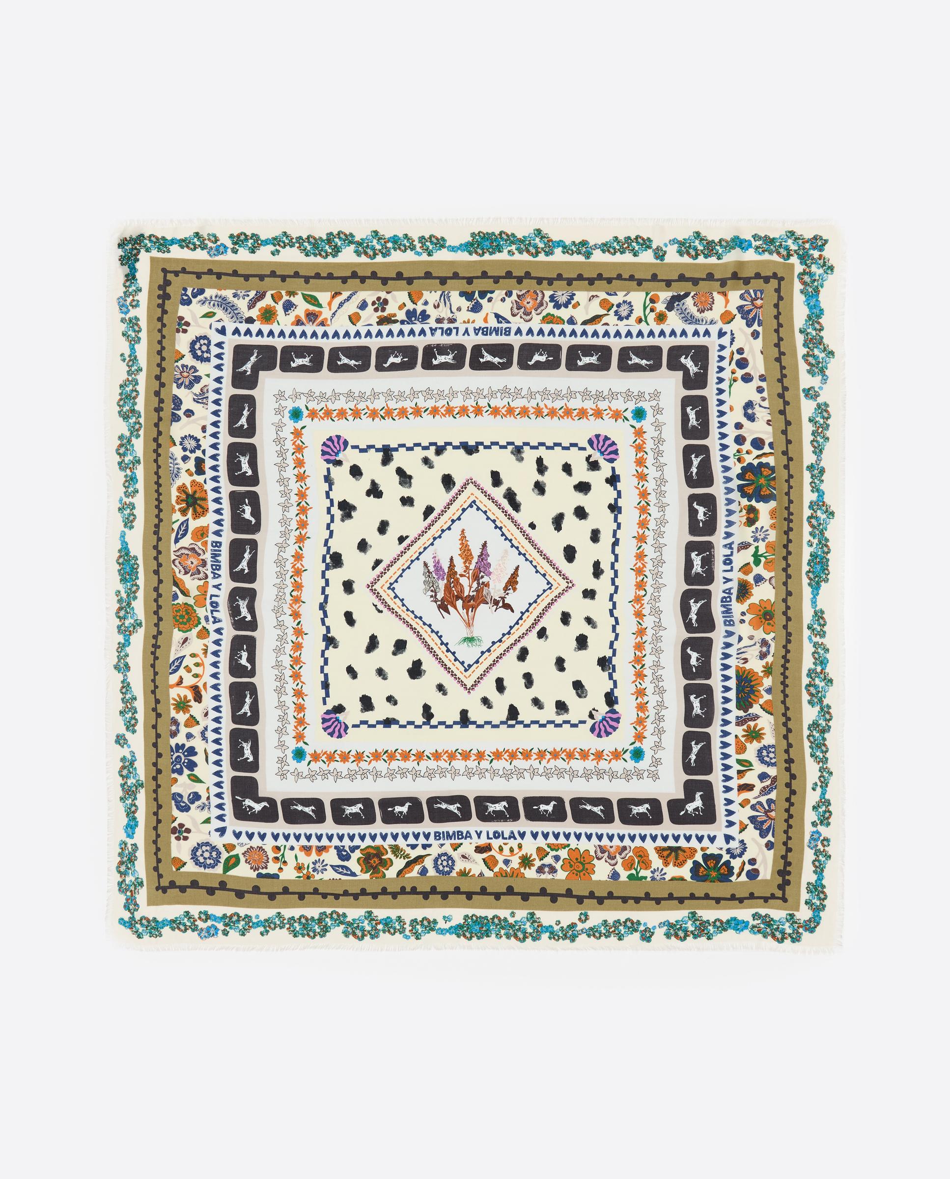 Imagem 0 de Écharpe Flores Marcos Concêntricos em Baunilha