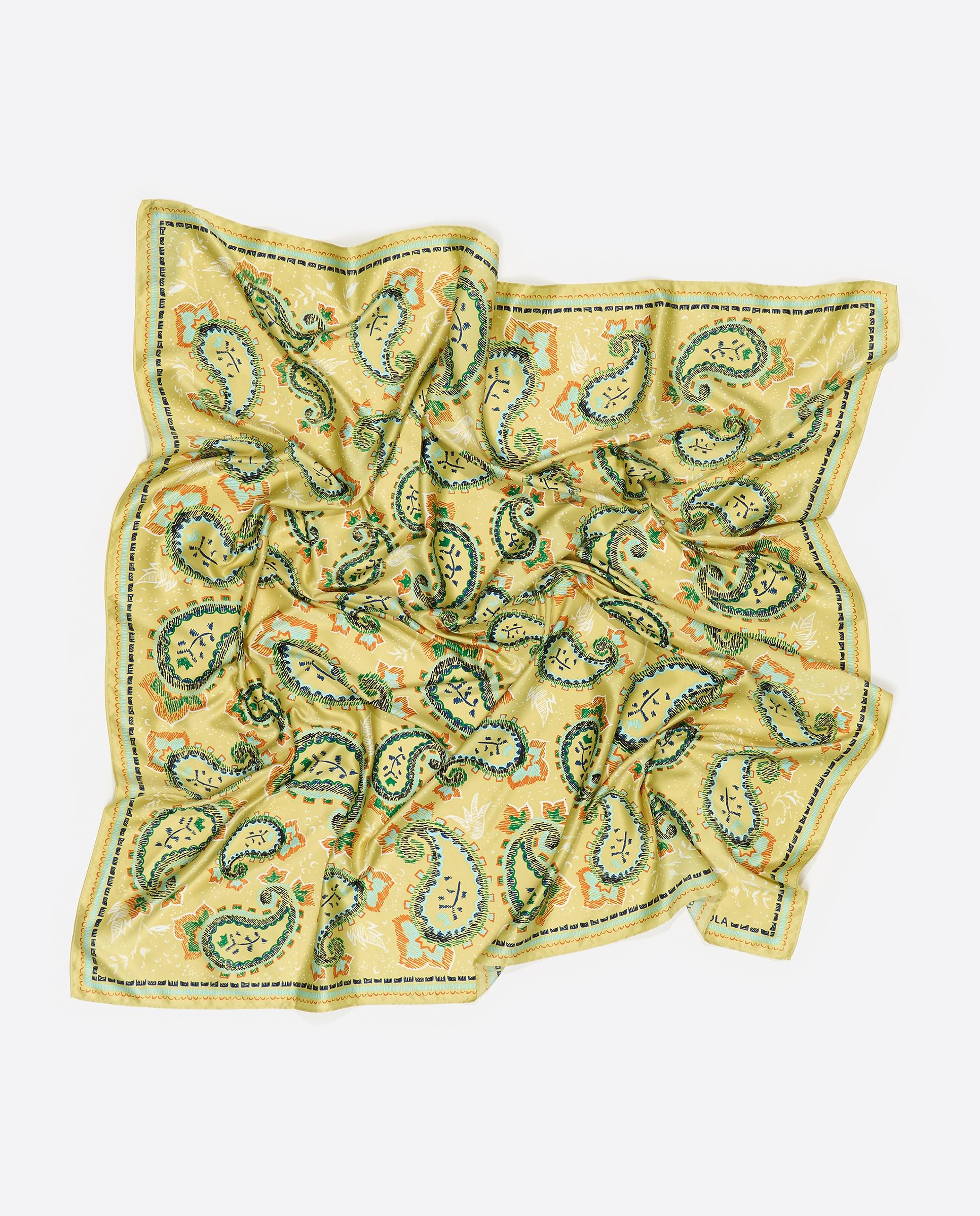 Écharpe Quadrada Paisley Amarelo-3