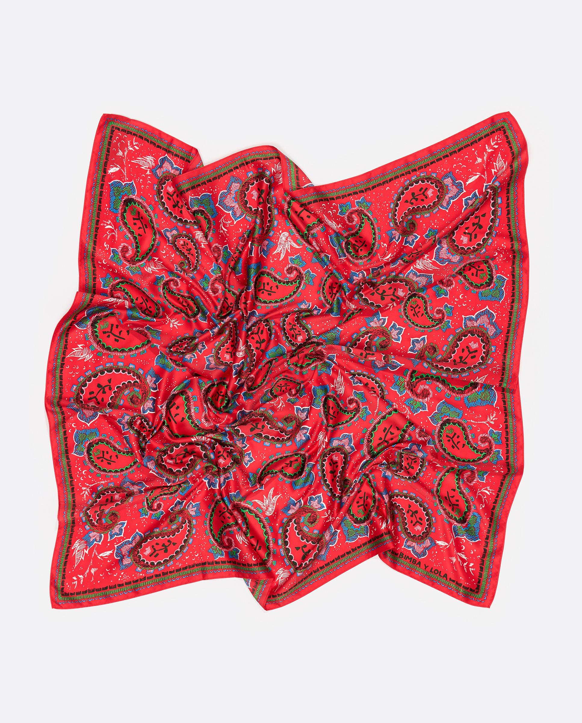 Écharpe Quadrada Paisley Vermelho-3