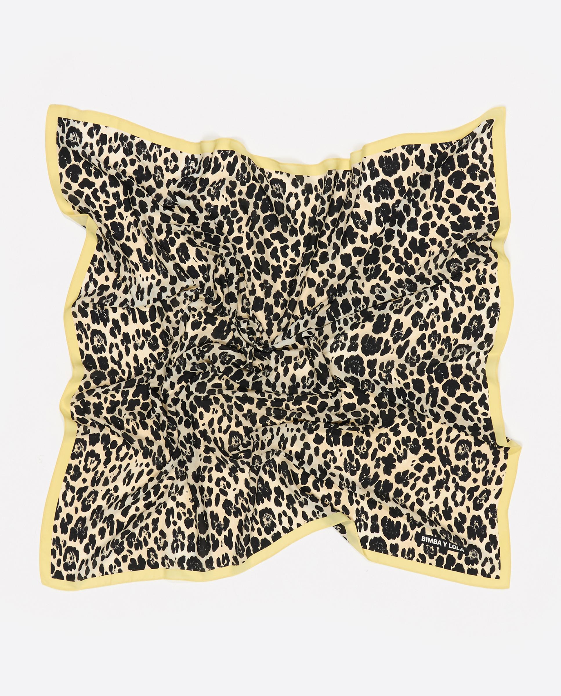 Lenço Quadrado Leopardo Marco Traste Amarelo / Preto-3