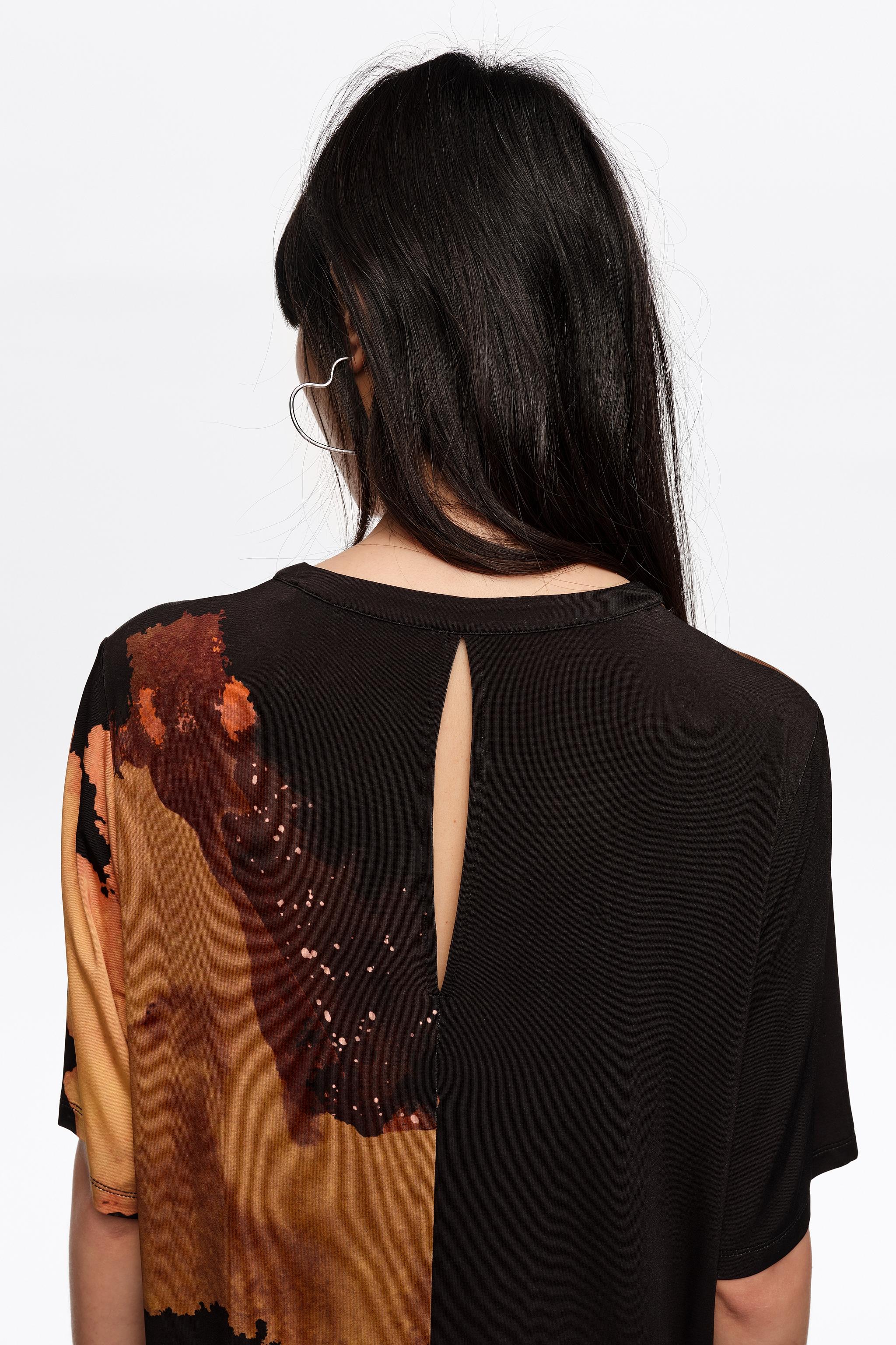 Vestido Midi Fluido com Estampados Preto-3